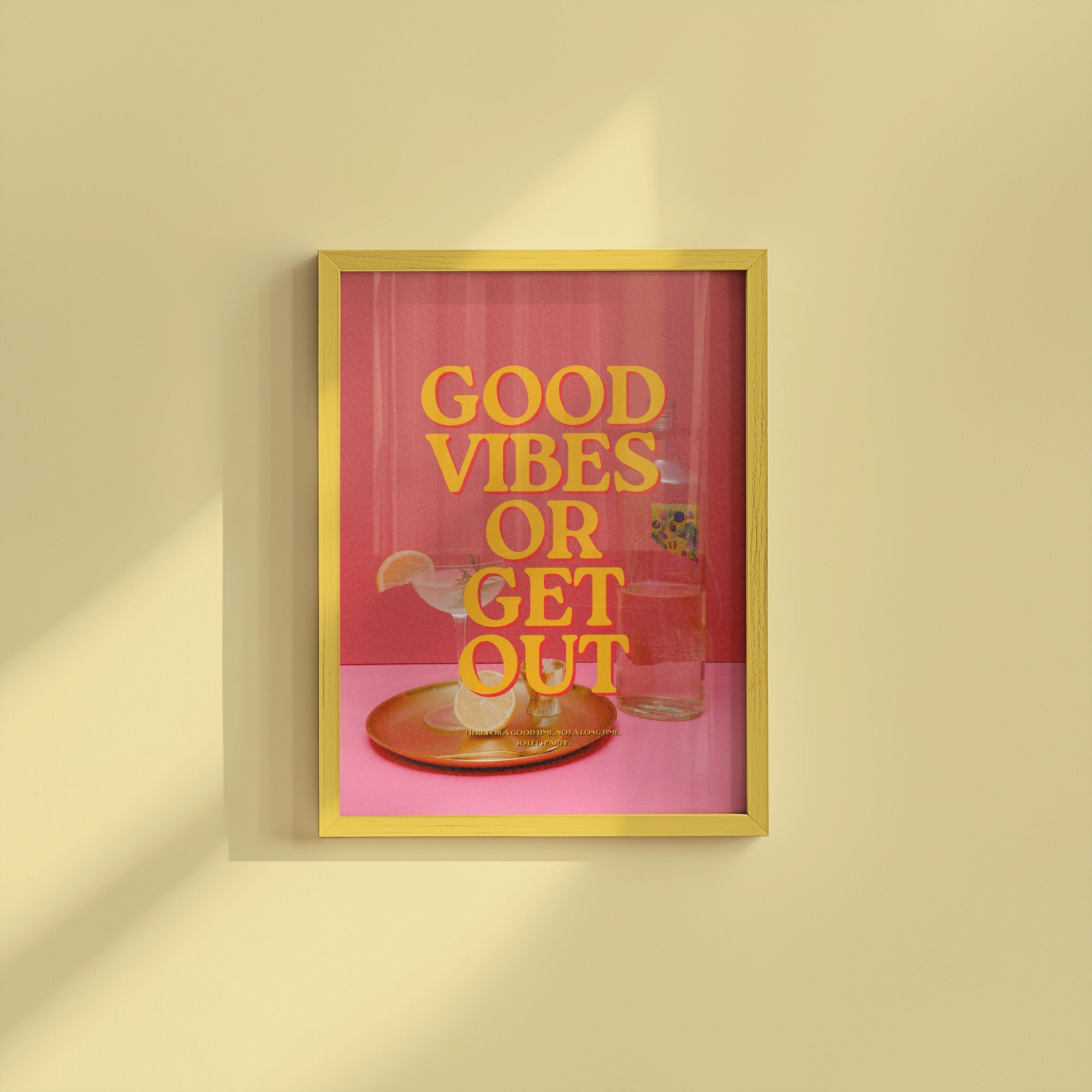 Good Vibes Art Print-Digital Art Prints-Cocktail Wall Art-Retro Photo Prints-Retro Photo Art Print-Preppy Art-Grainy Gradient-Trendy Print