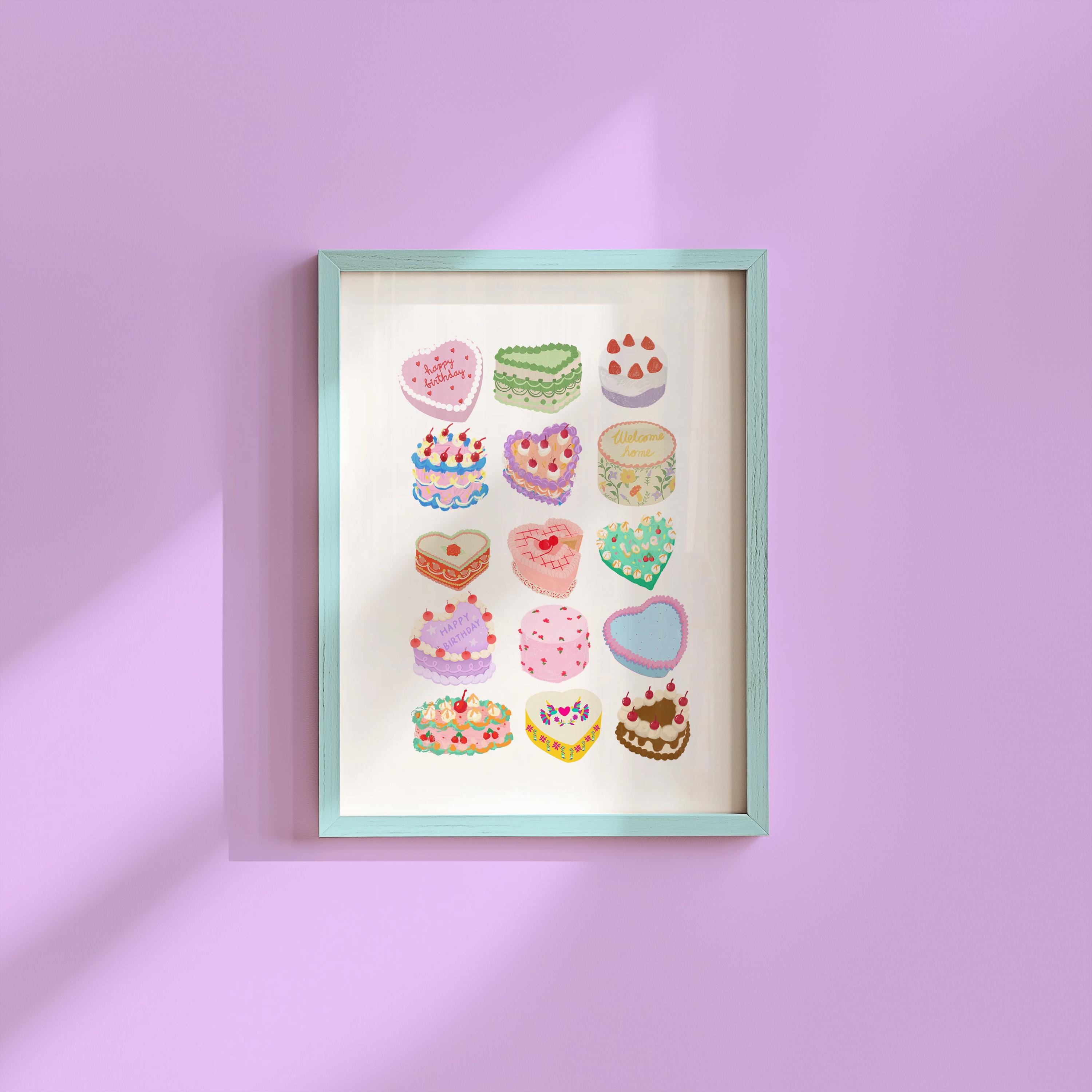 Heart Cakes White Digital Art Print