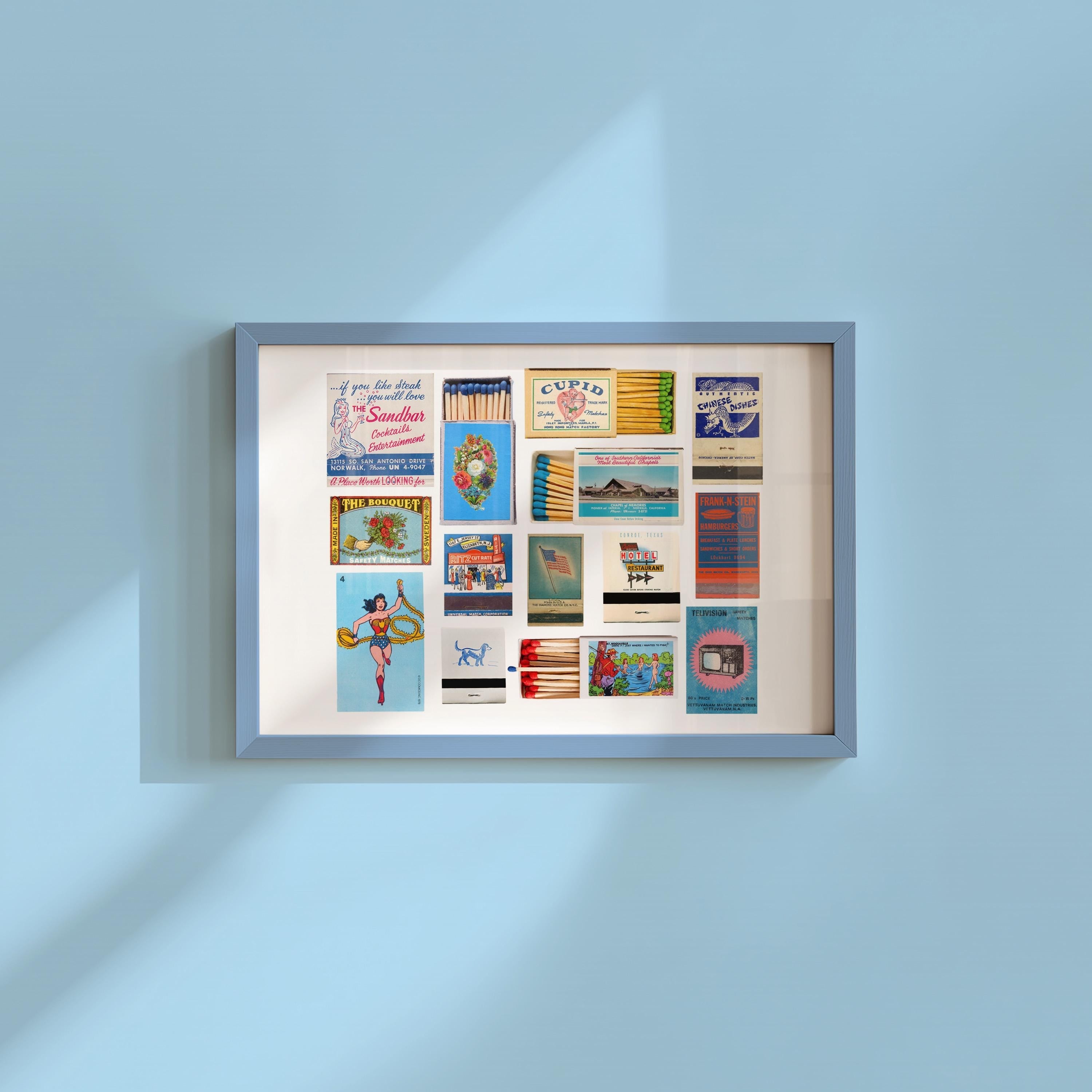 Matchbook Horizontal Six Blue Digital Art Print