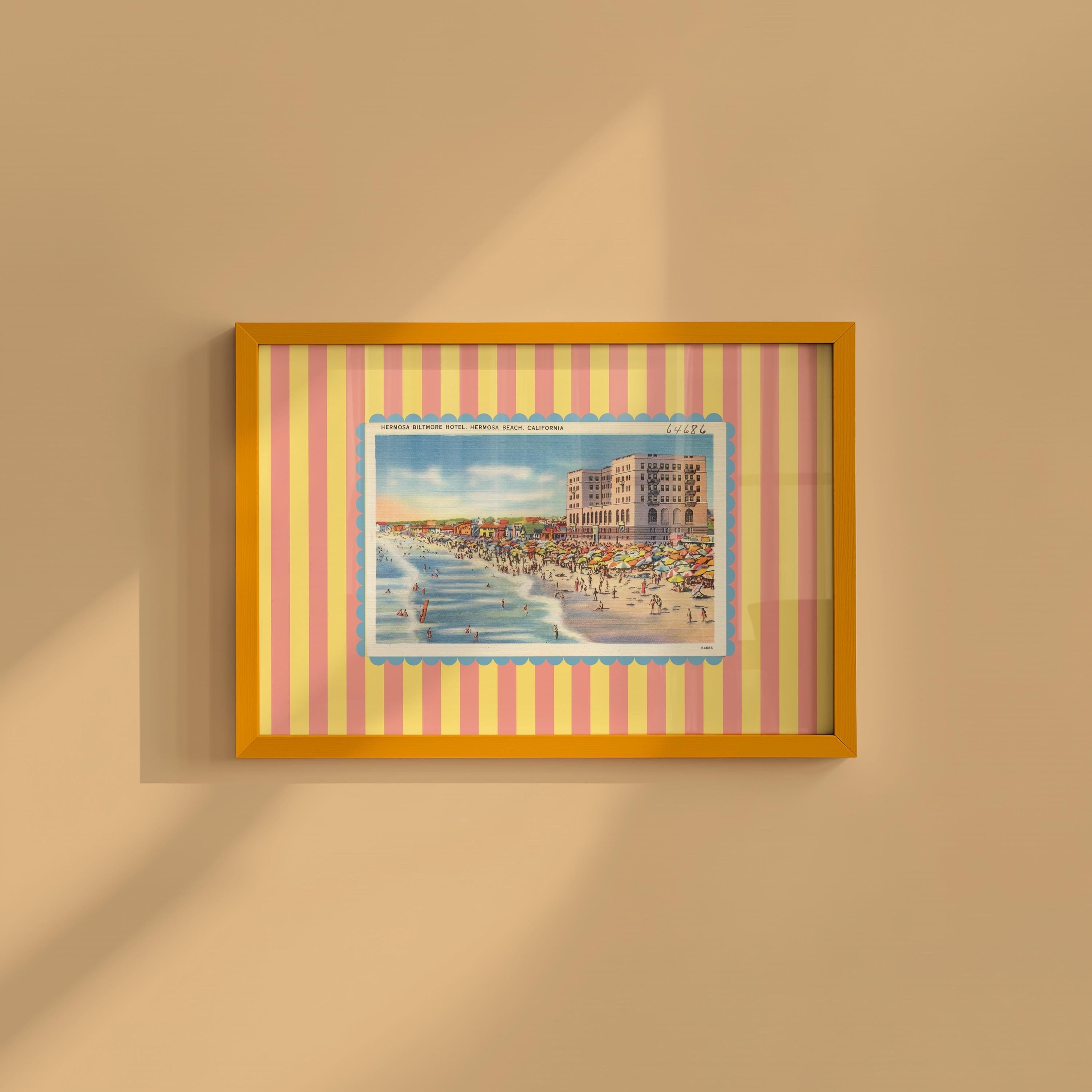 Hermosa Beach Vintage Digital Art Print