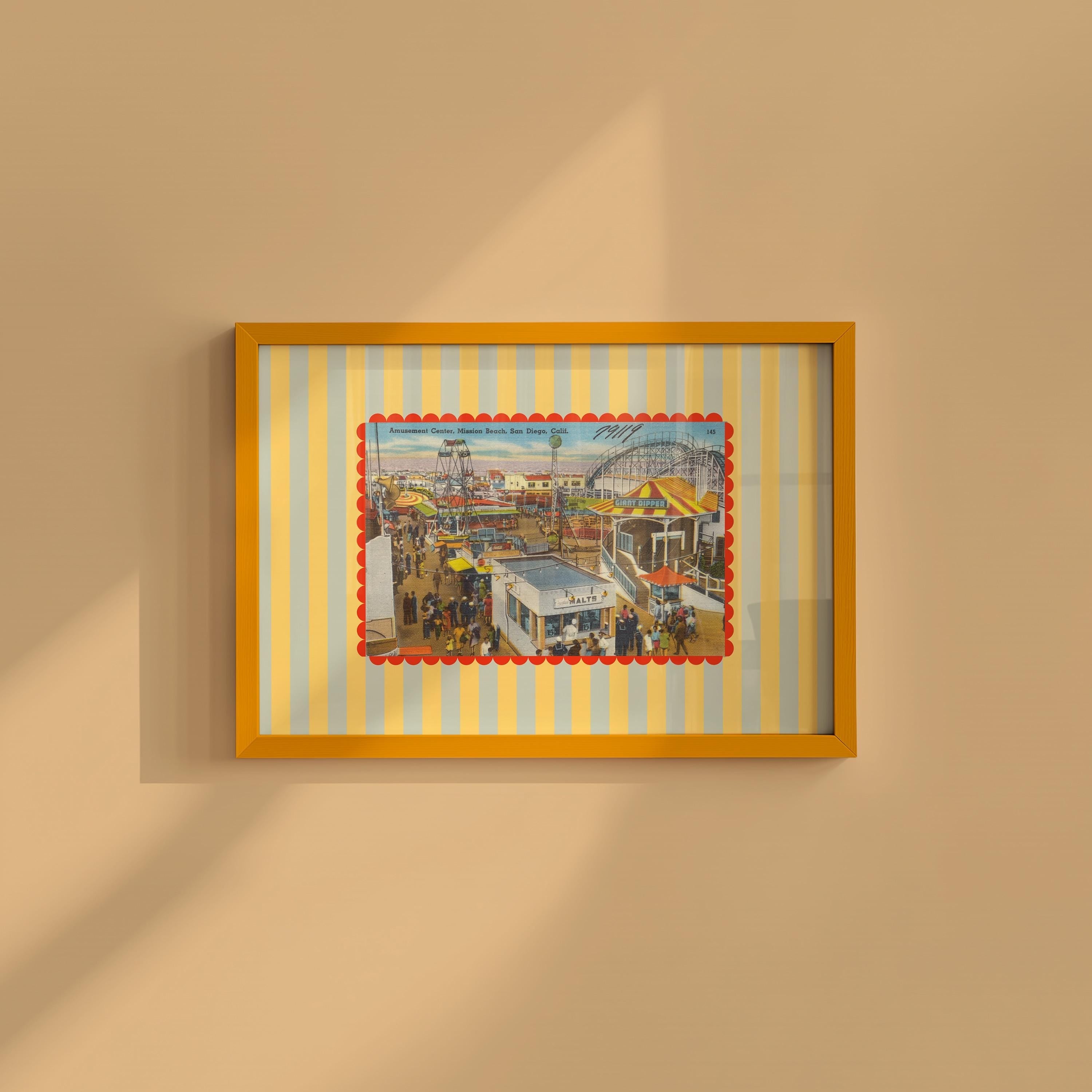 Mission Beach San Diego Vintage Digital Art Print