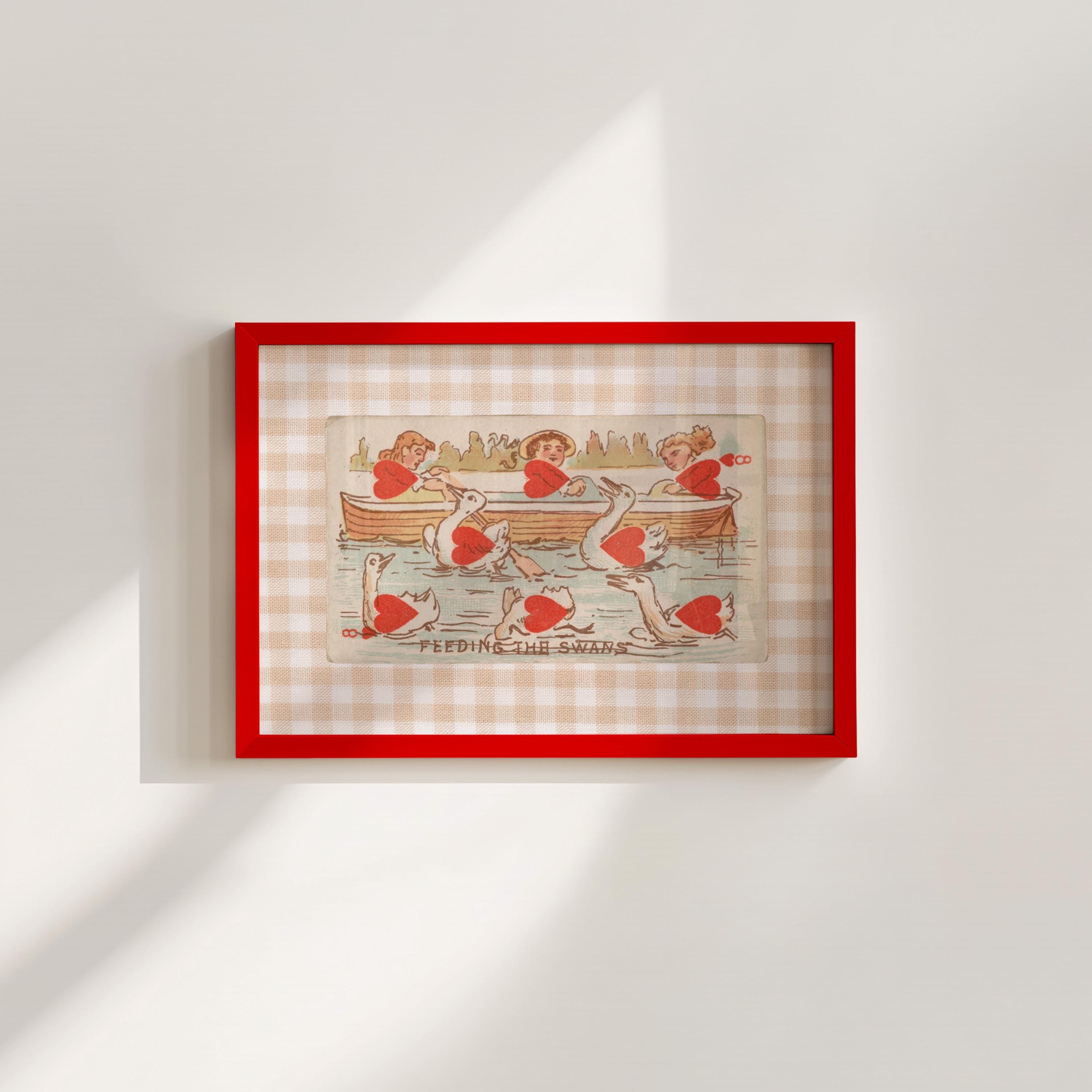 Feeding the Swans Playing Card Digital Art Print