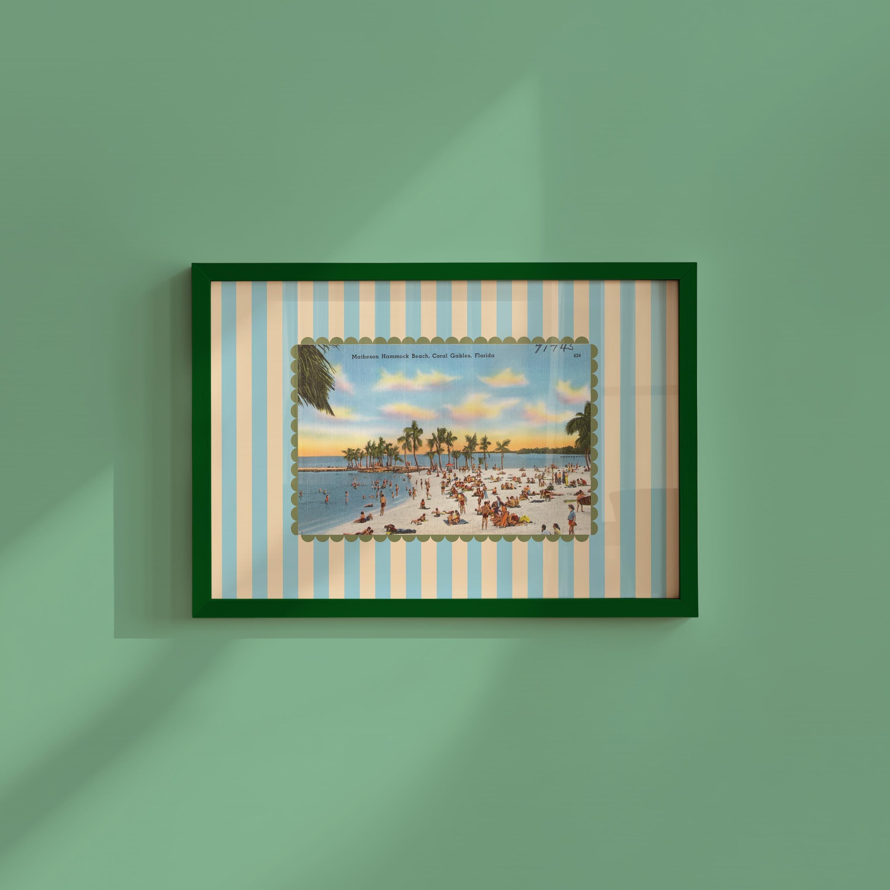 Beach Postcard Striped Digital Art Print
