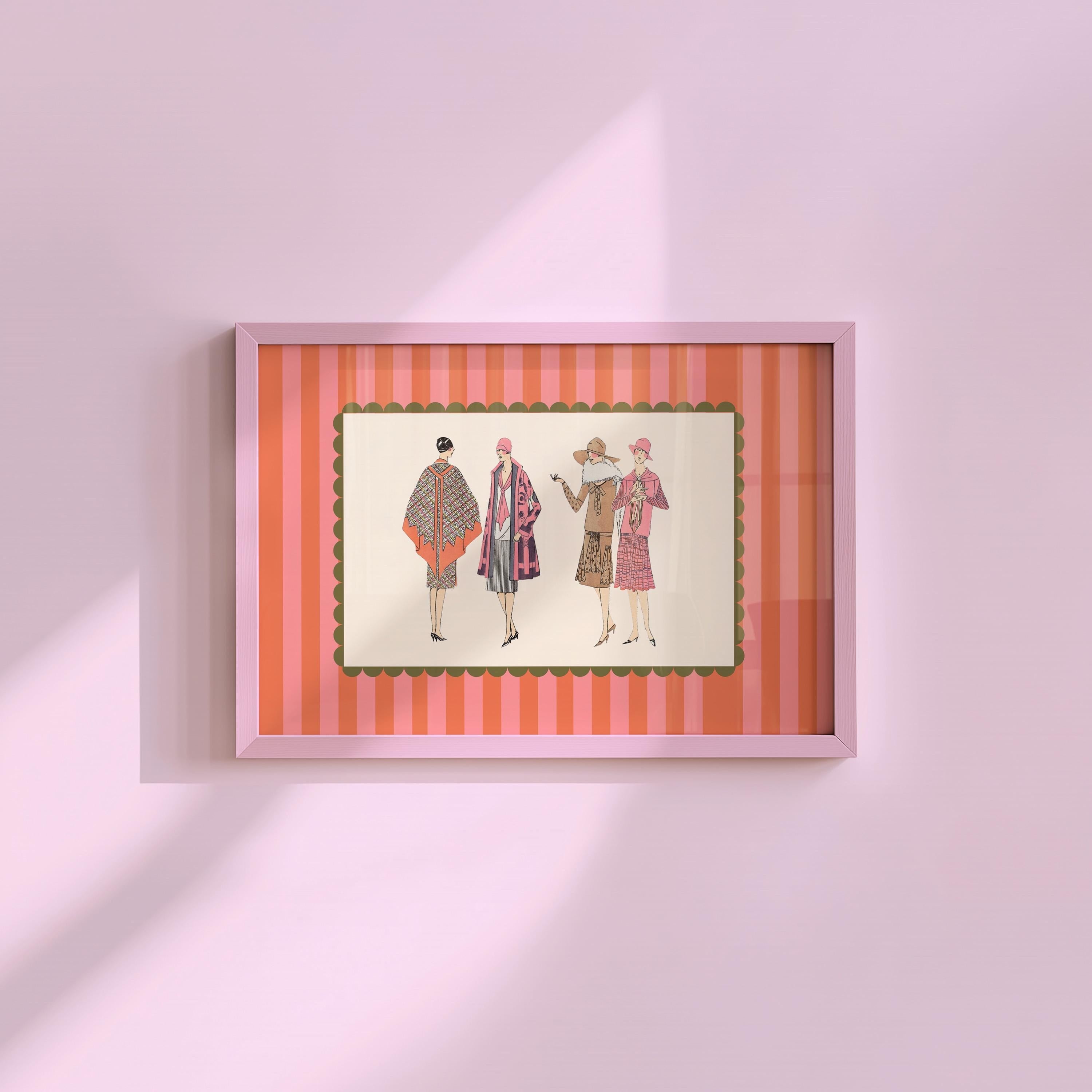 Fashion Gals Striped Digital Art Print