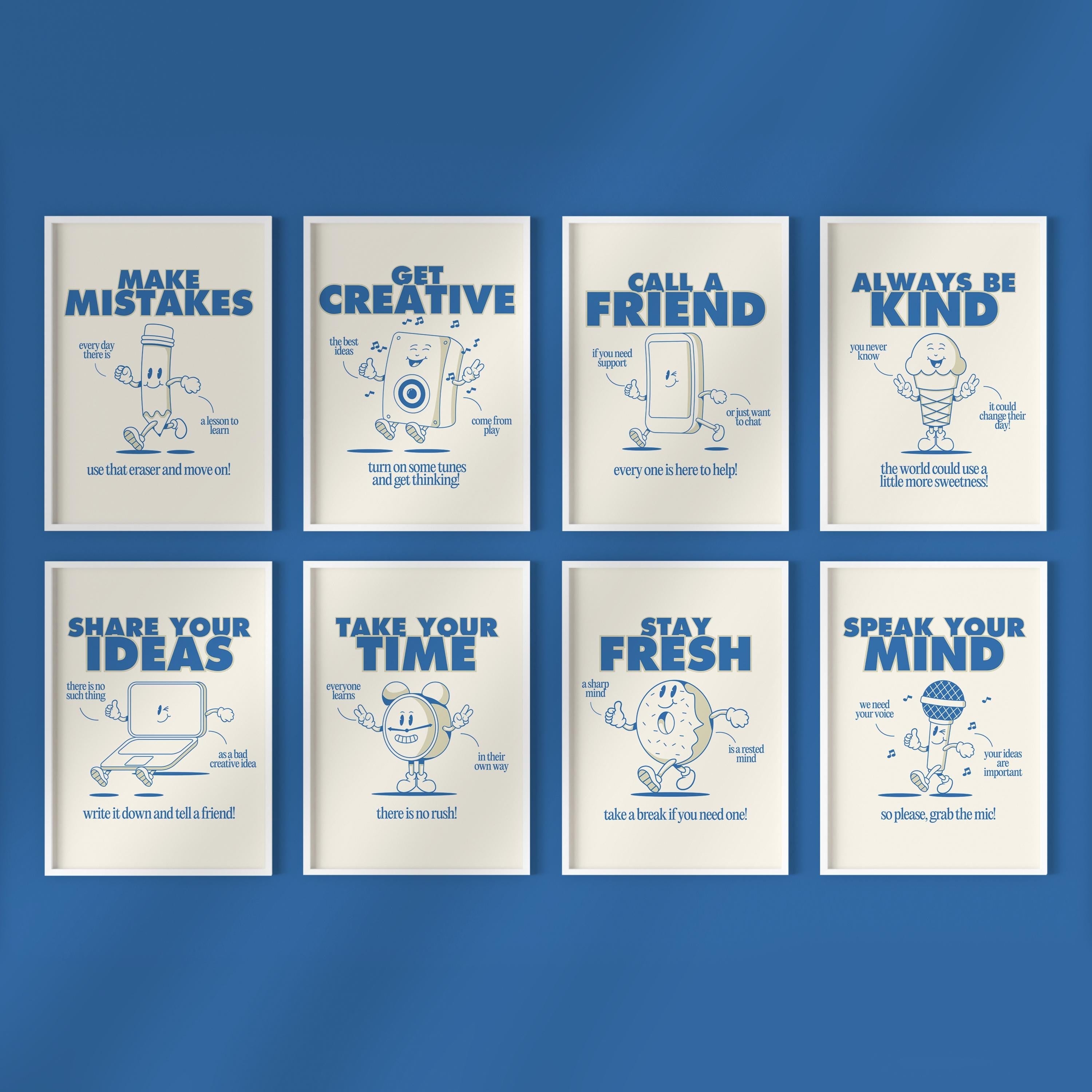 Classroom and Kids Gallery Wall Set of 8 Digital Art Prints