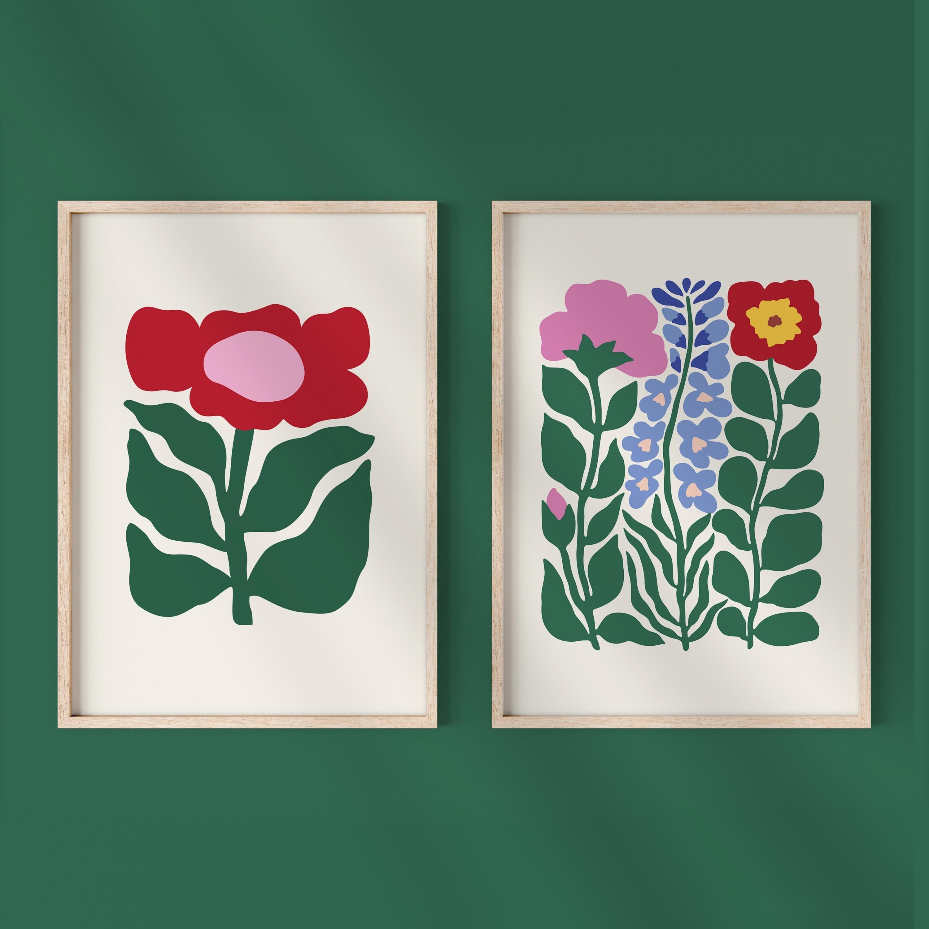 Gallery Wall Set of 2 Floral Digital Art Prints