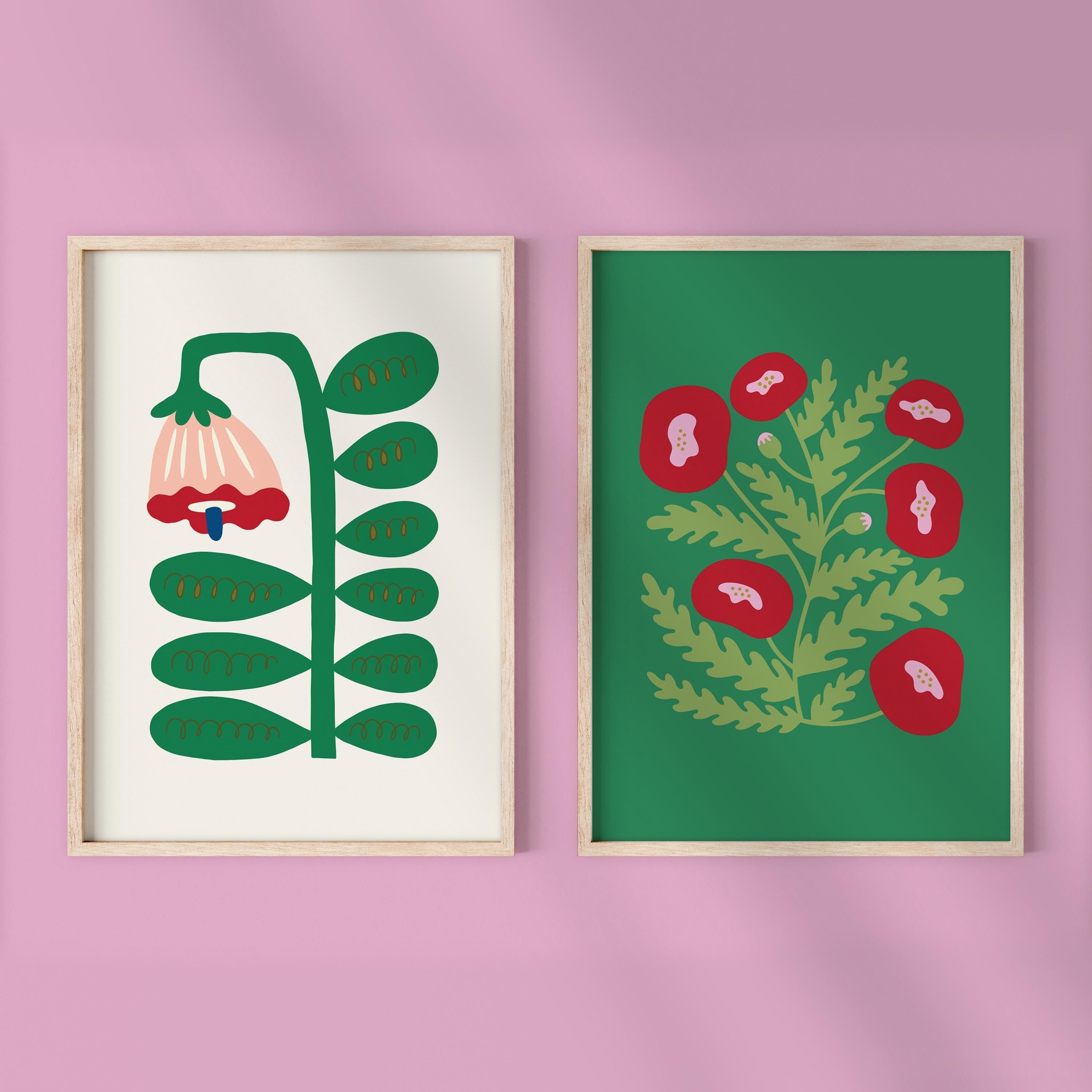 Gallery Wall Set of 2 Floral Digital Art Prints