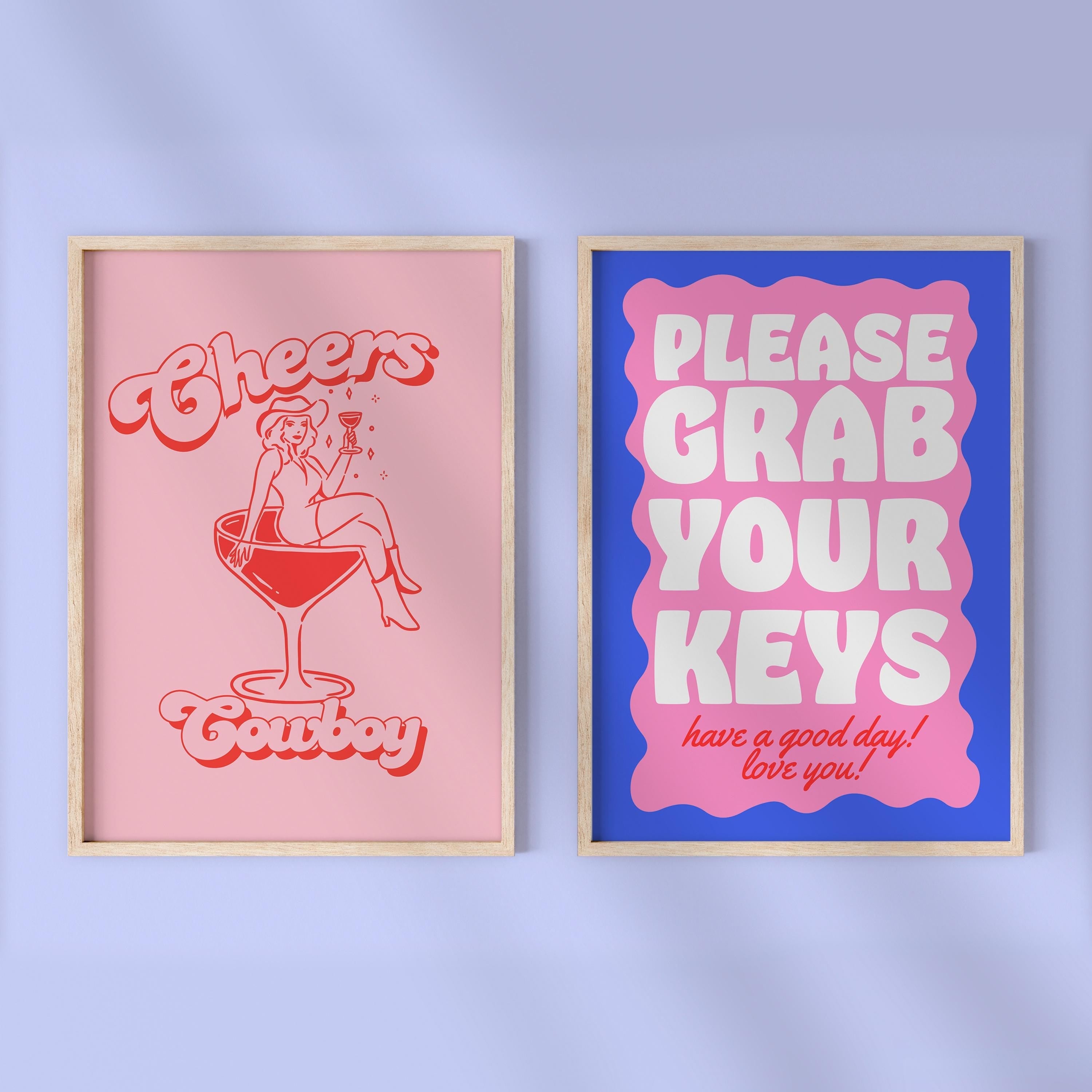 Gallery Wall Set of 2 Pink Digital Art Prints