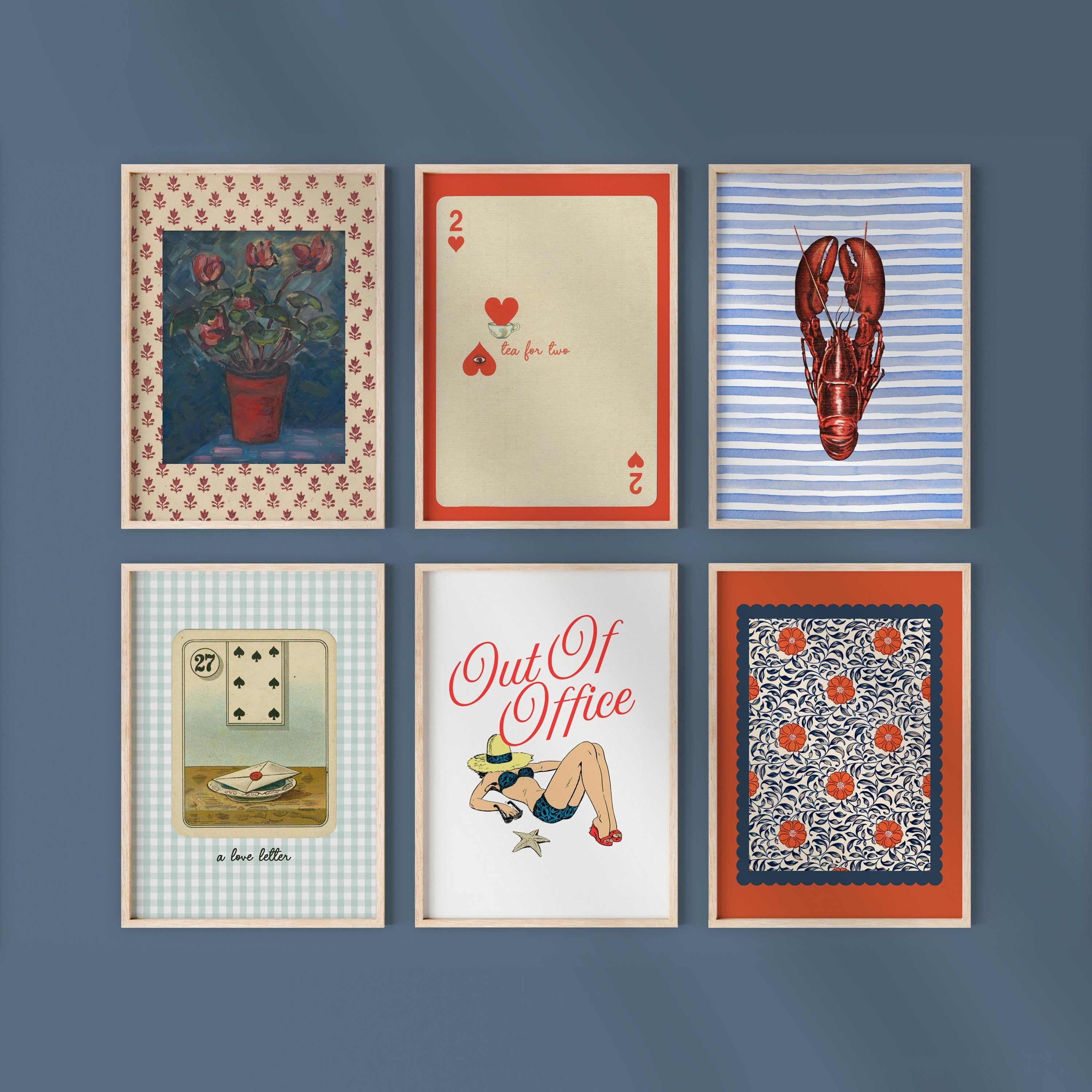 Gallery Wall Set of 5 Digital Art Prints