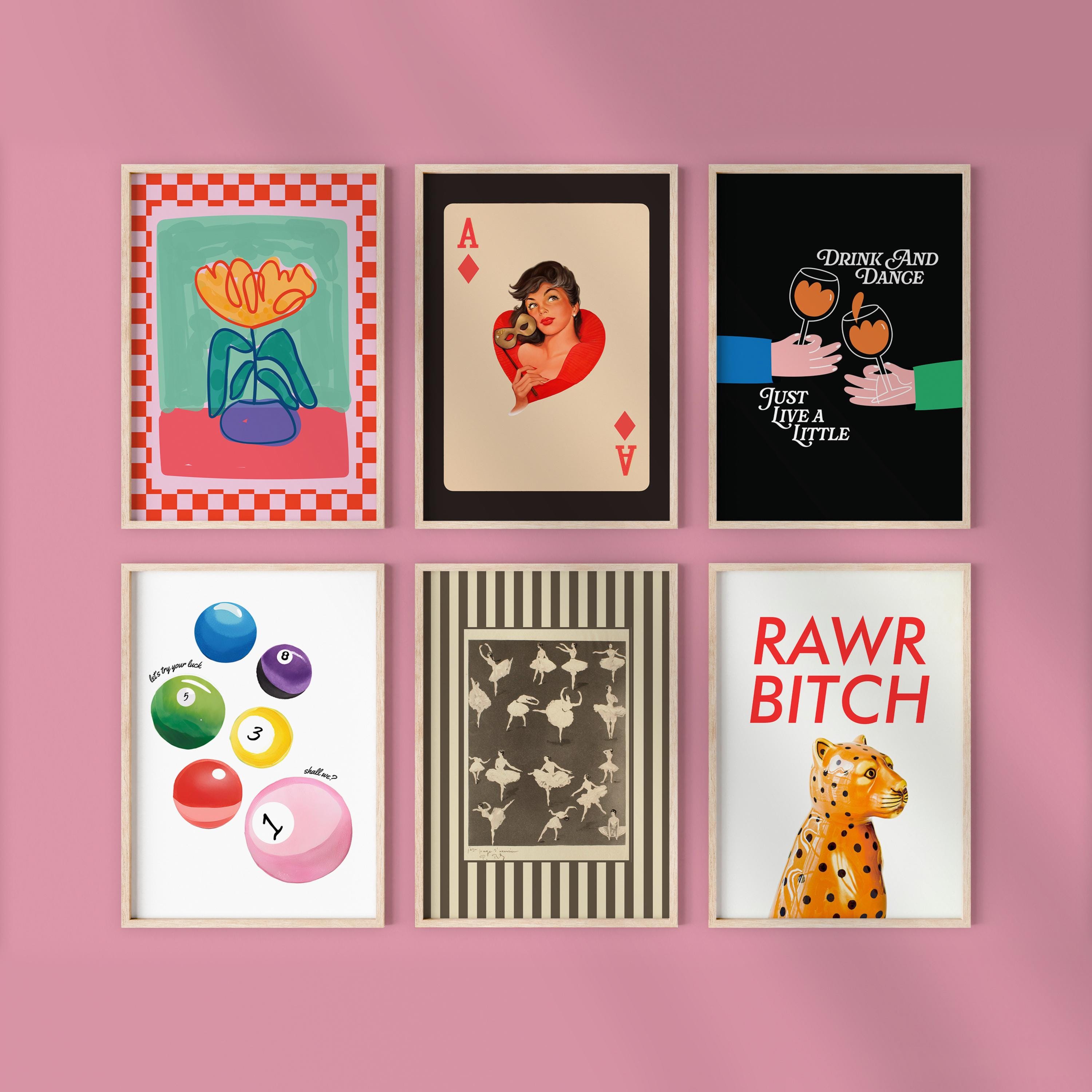 Gallery Wall Set of 5 Digital Art Prints