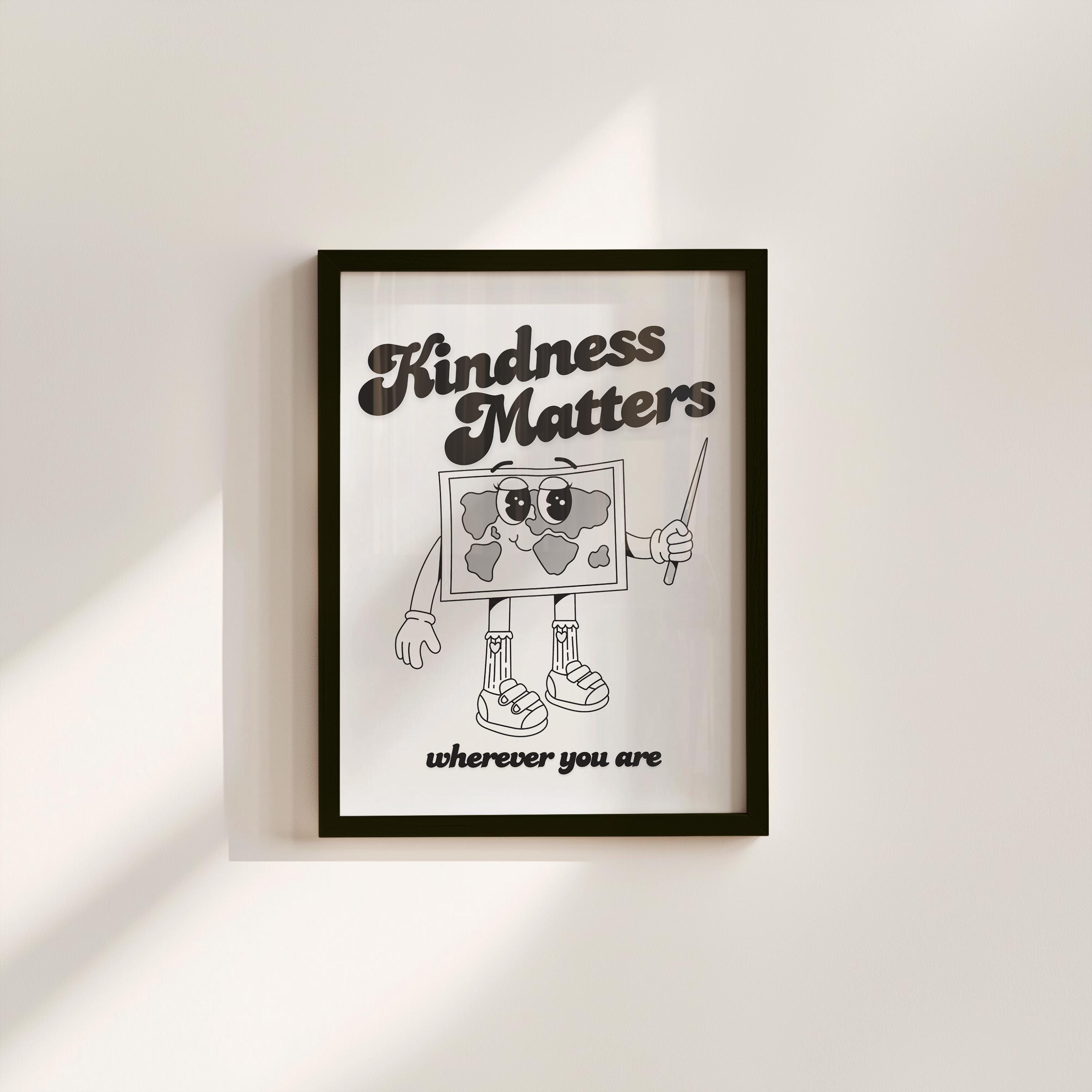 Kindness Matters Gray Digital Art Print