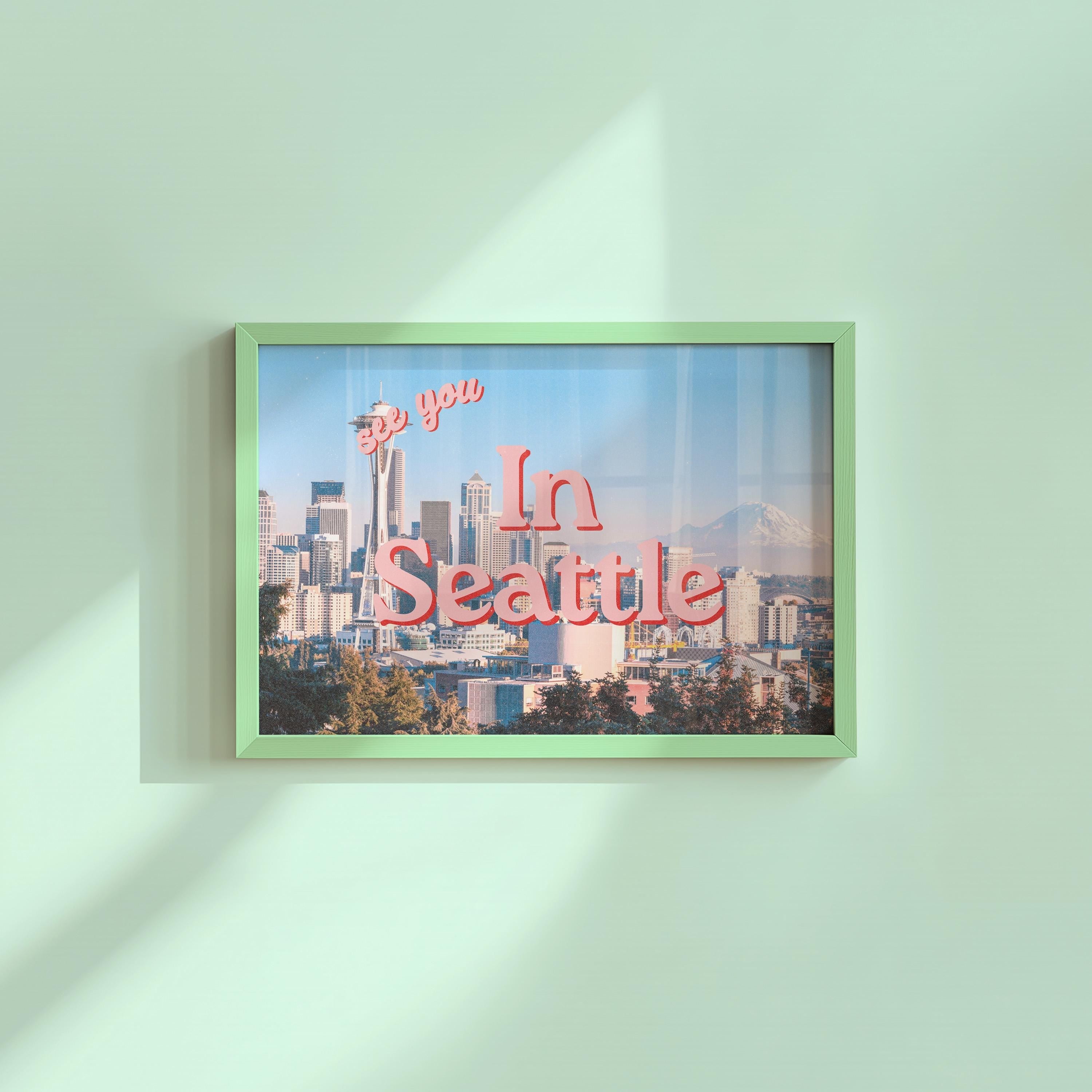 See you in Seattle Retro Photograph Horizontal Digital Art Print