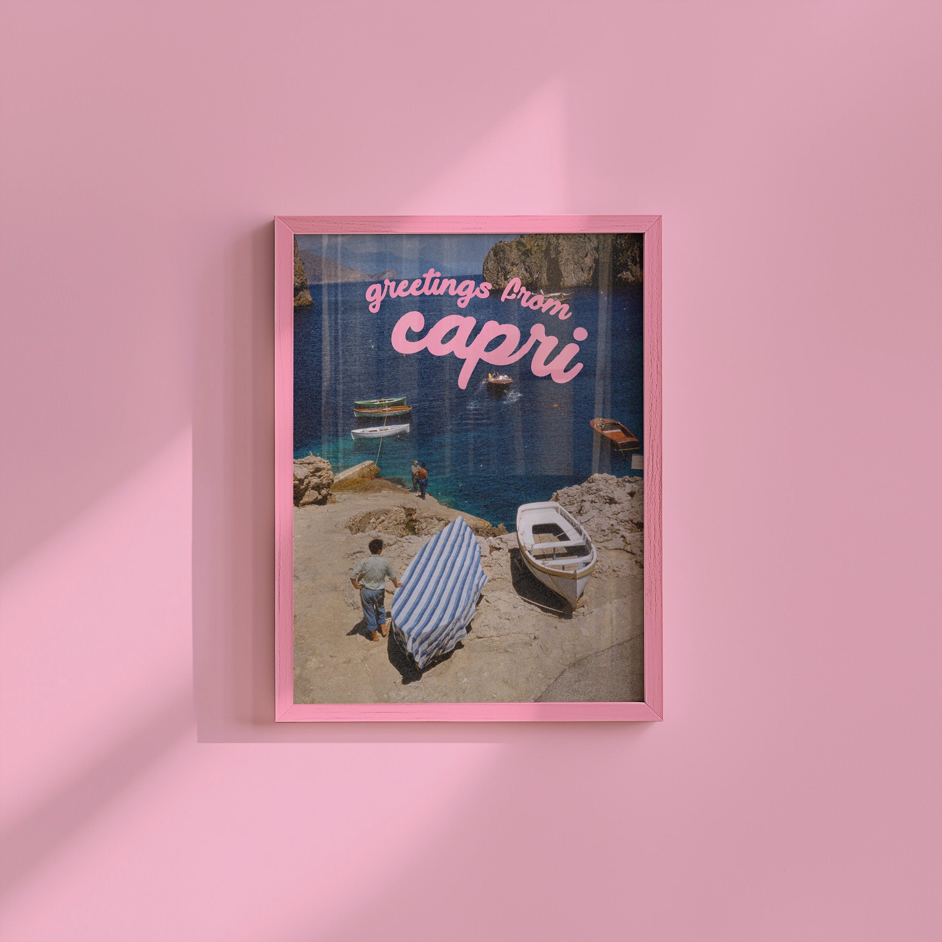 Greetings from Capri Retro Photograph Digital Art Print