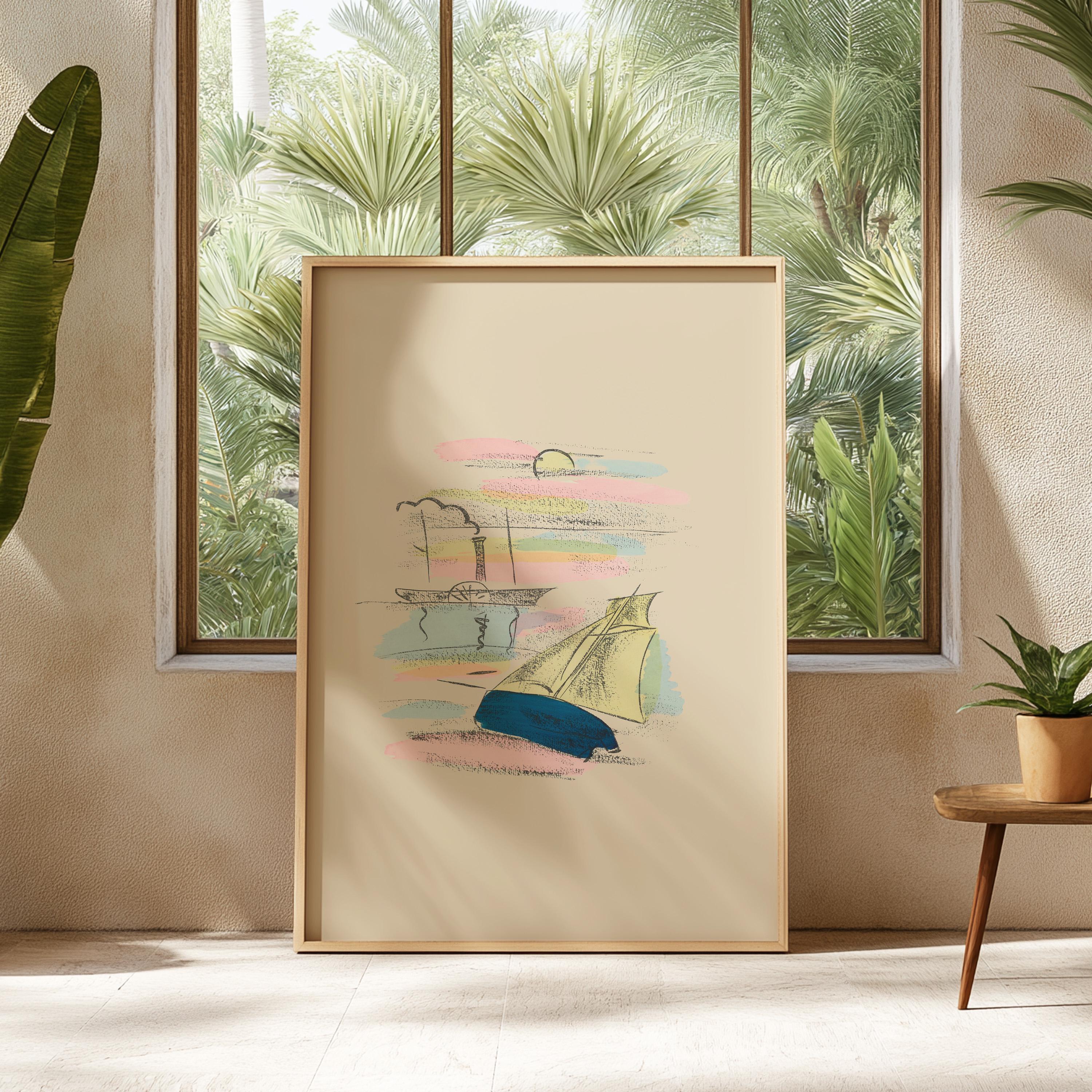 Sailing Vintage Digital Art Print