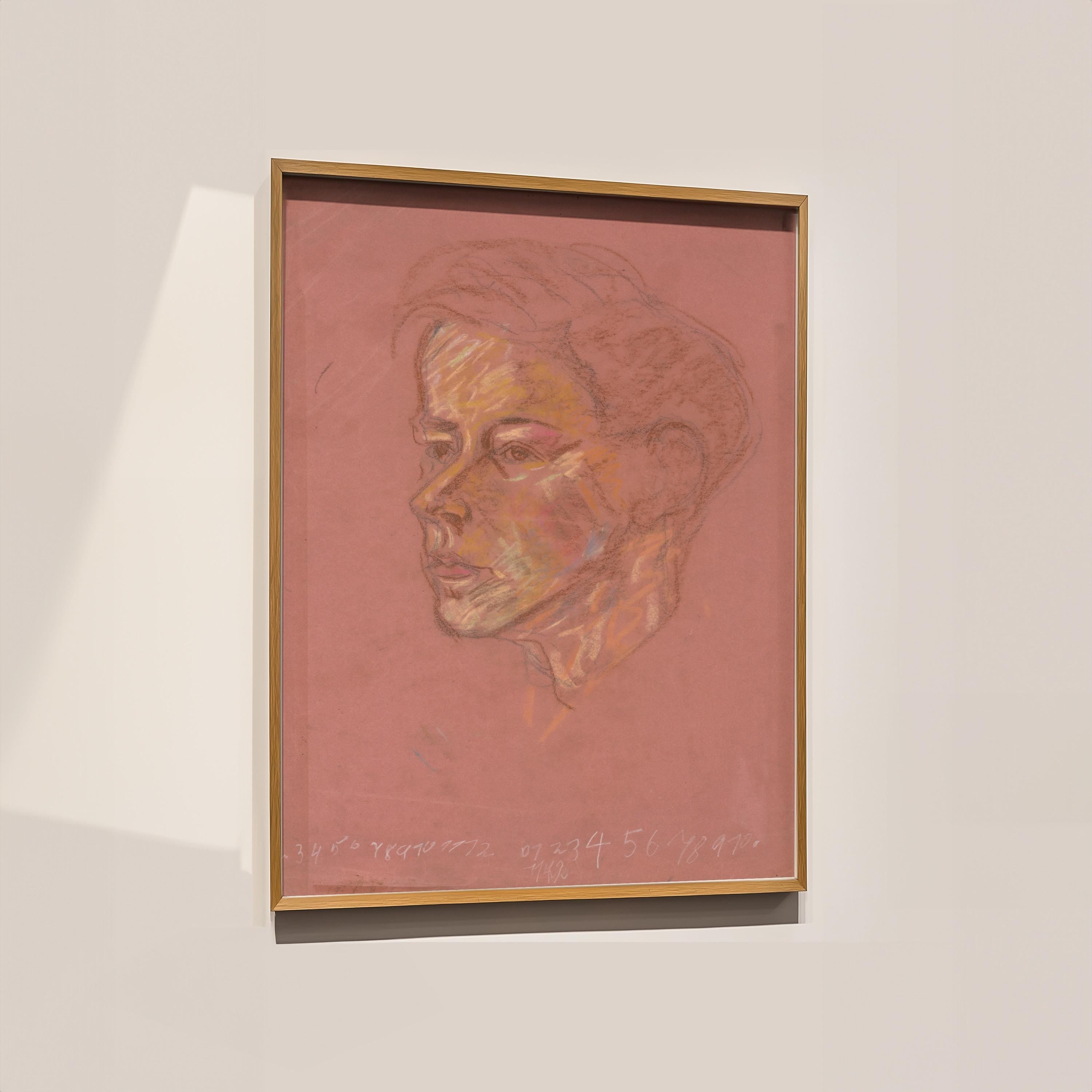 Boy Pink Portrait Sketch Digital Art Print