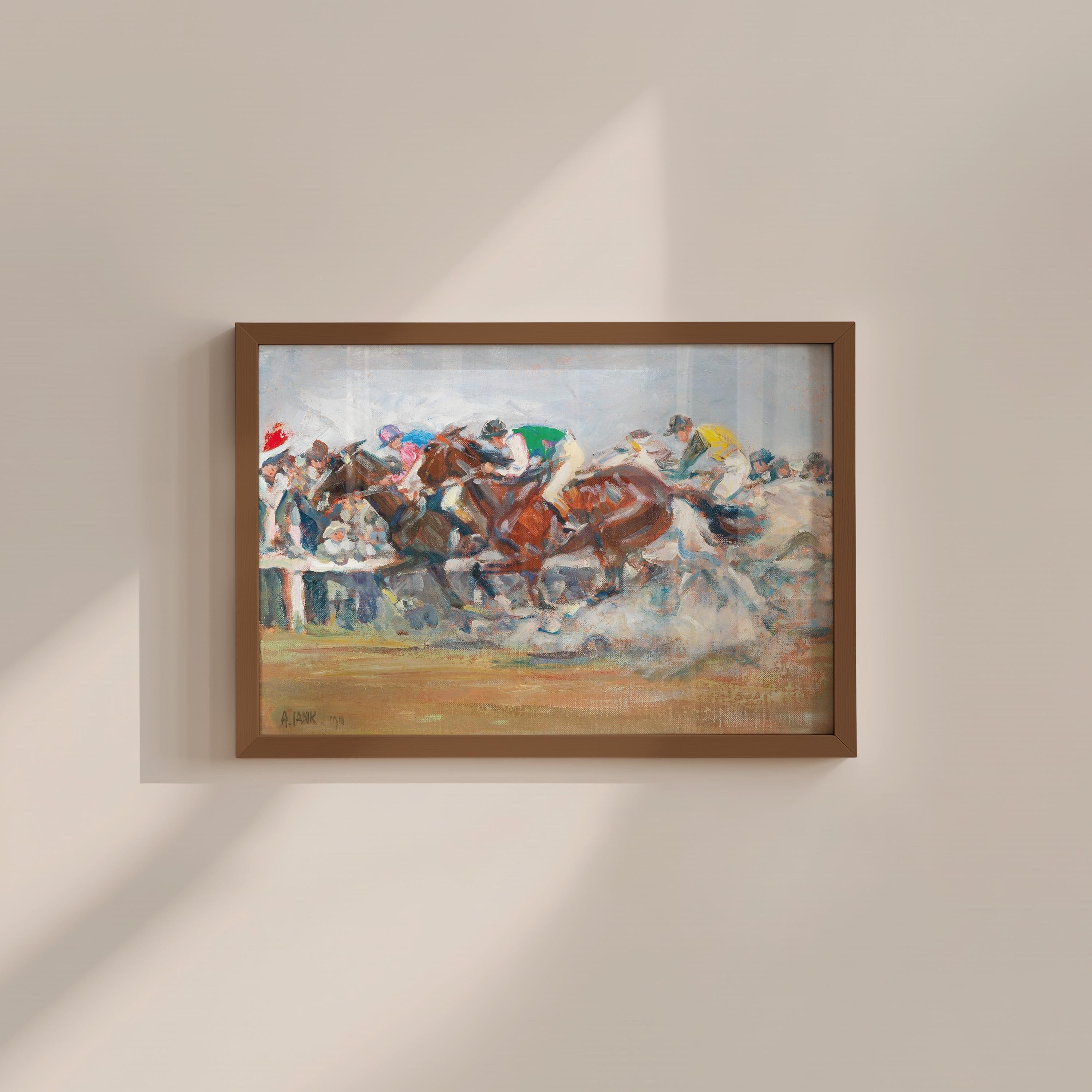Jockeys at Work Vintage Digital Art Print