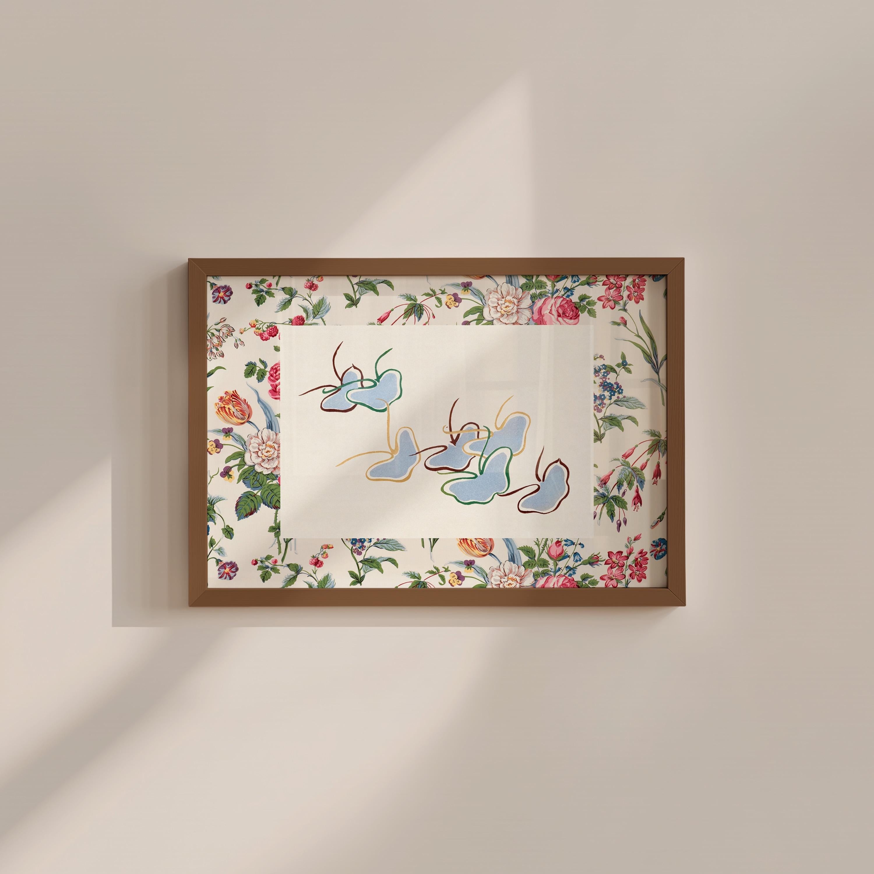 Floral Butterfly Vintage Digital Art Print