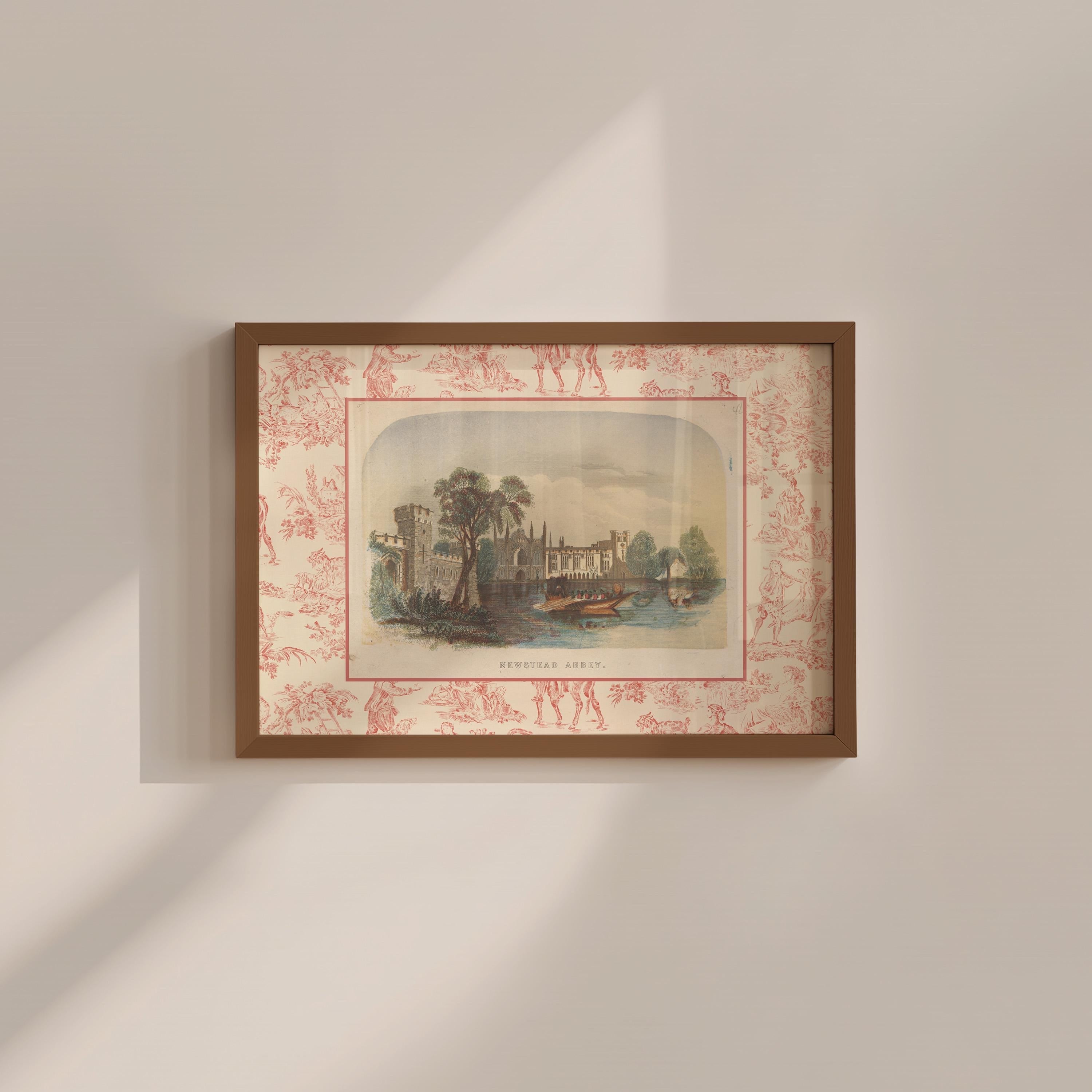 Vintage English Castle Toile Digital Art Print
