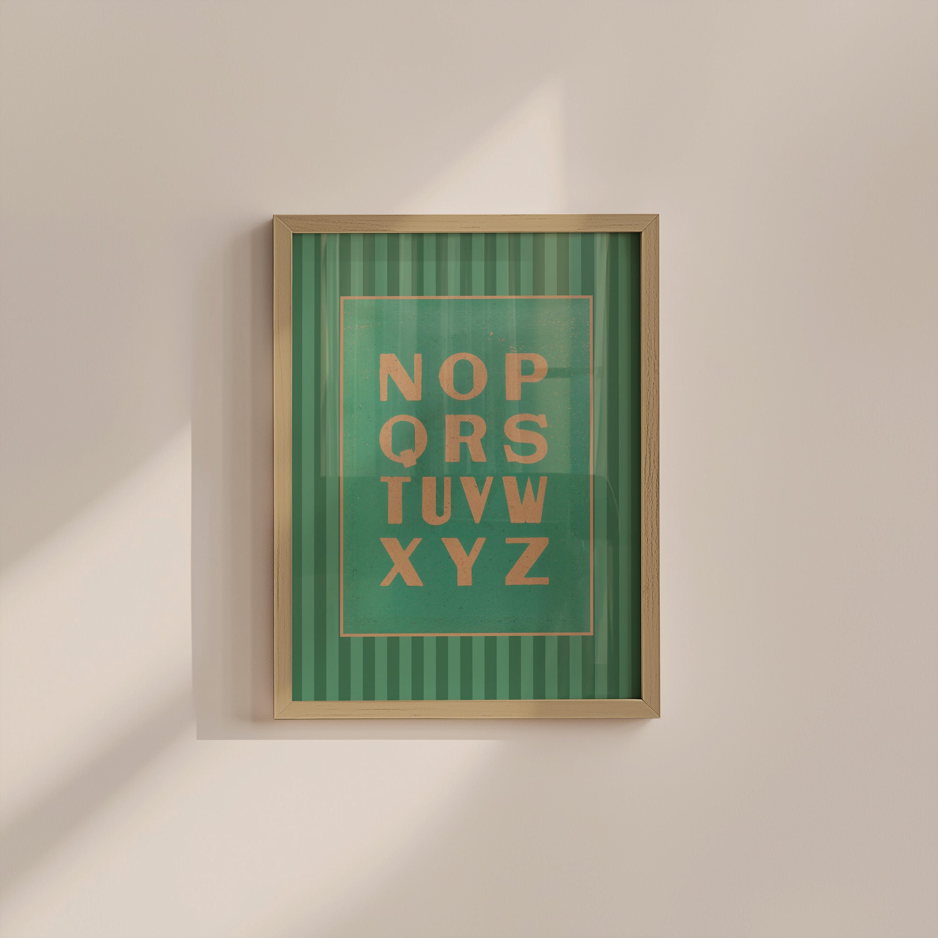 Vintage Green Alphabet Digital Art Print