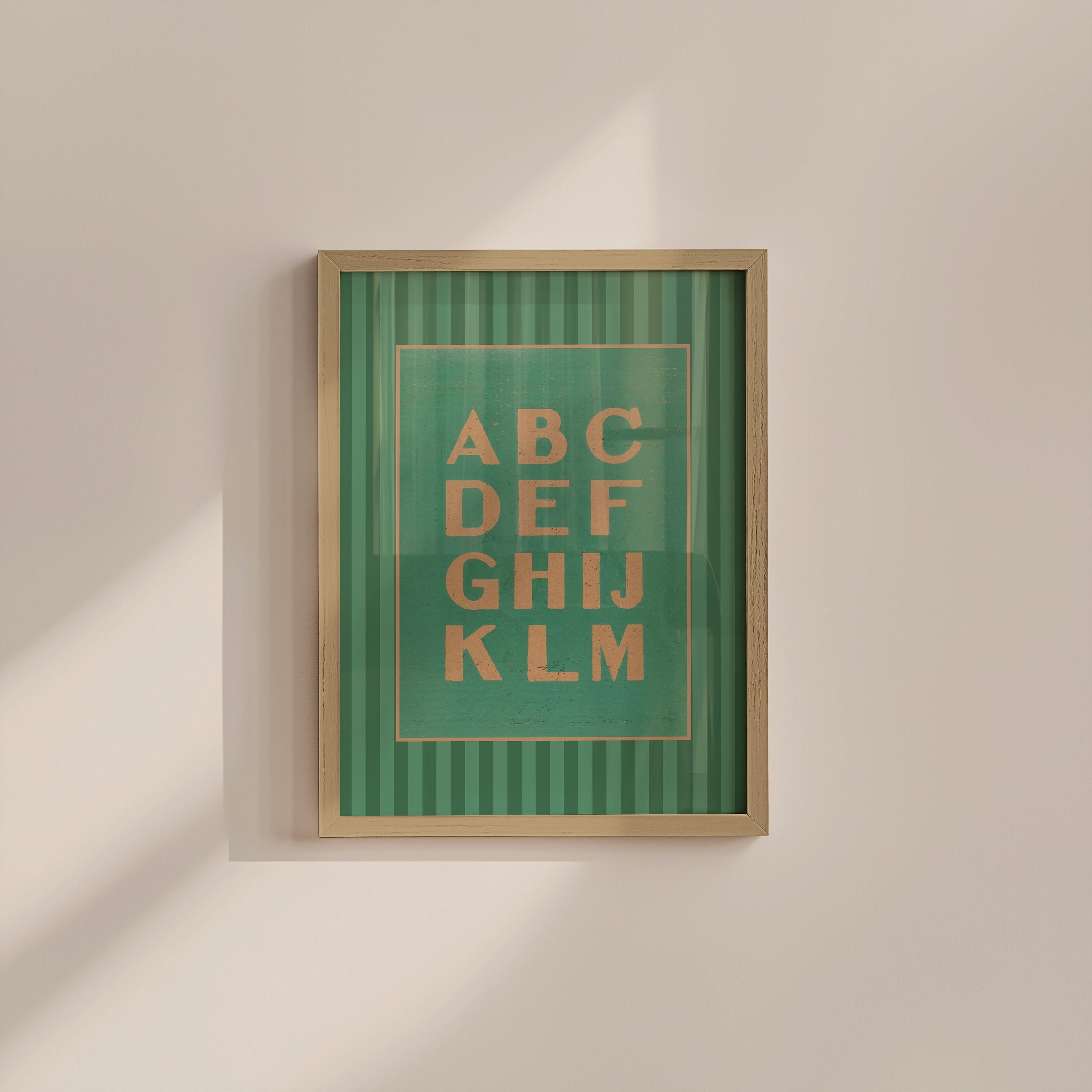 Vintage Green Alphabet Digital Art Print