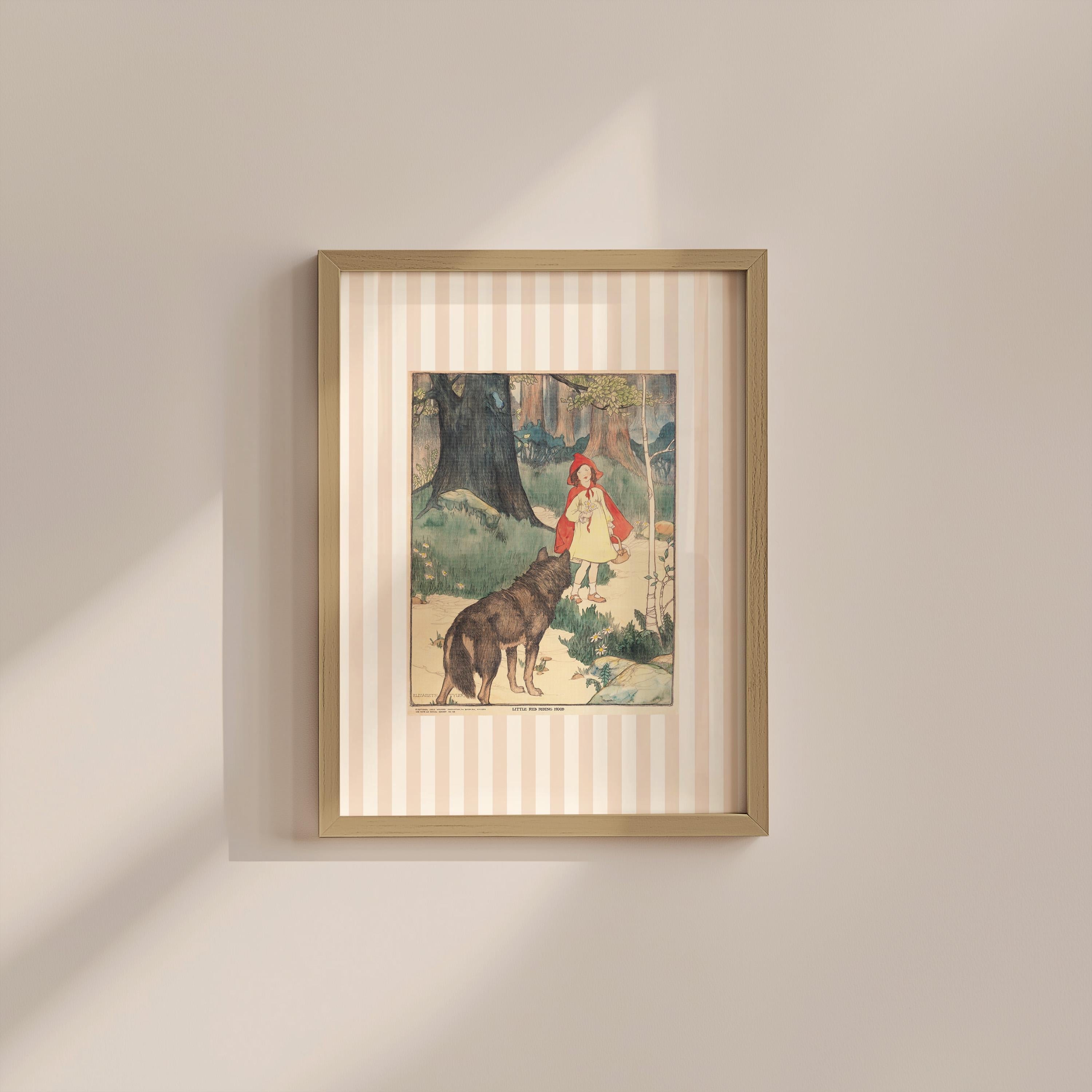 Red Riding Hood Fairytale Vintage Digital Art Print