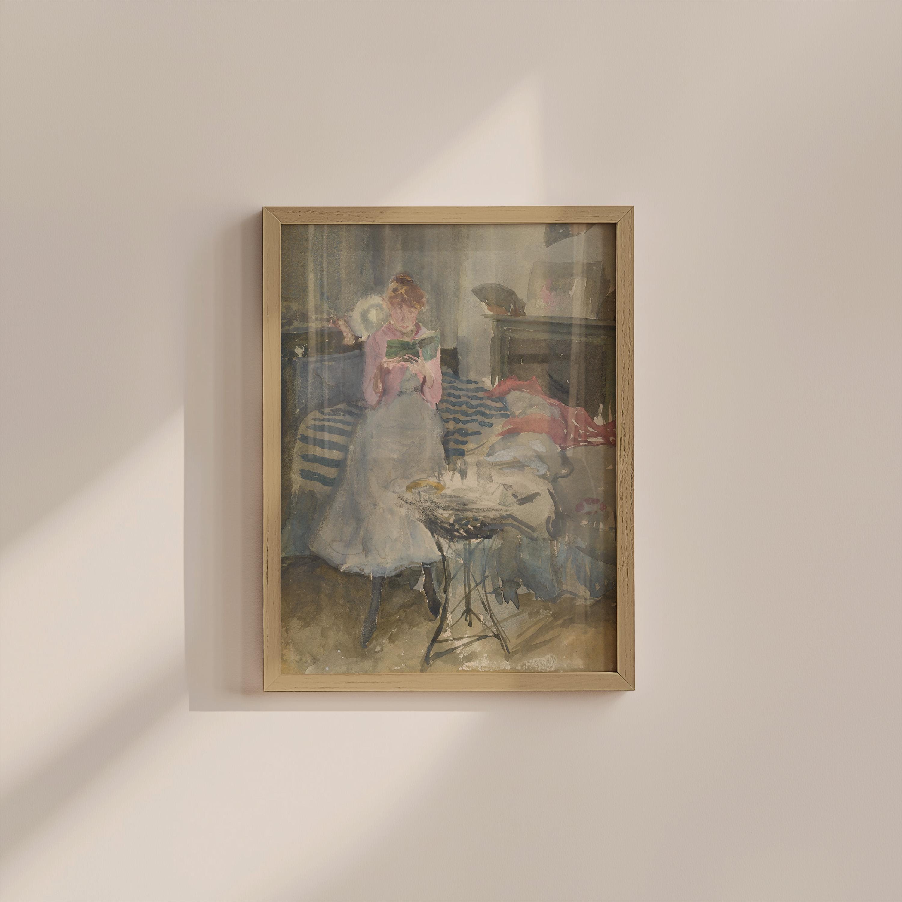 Woman Reading Classic Digital Art Print