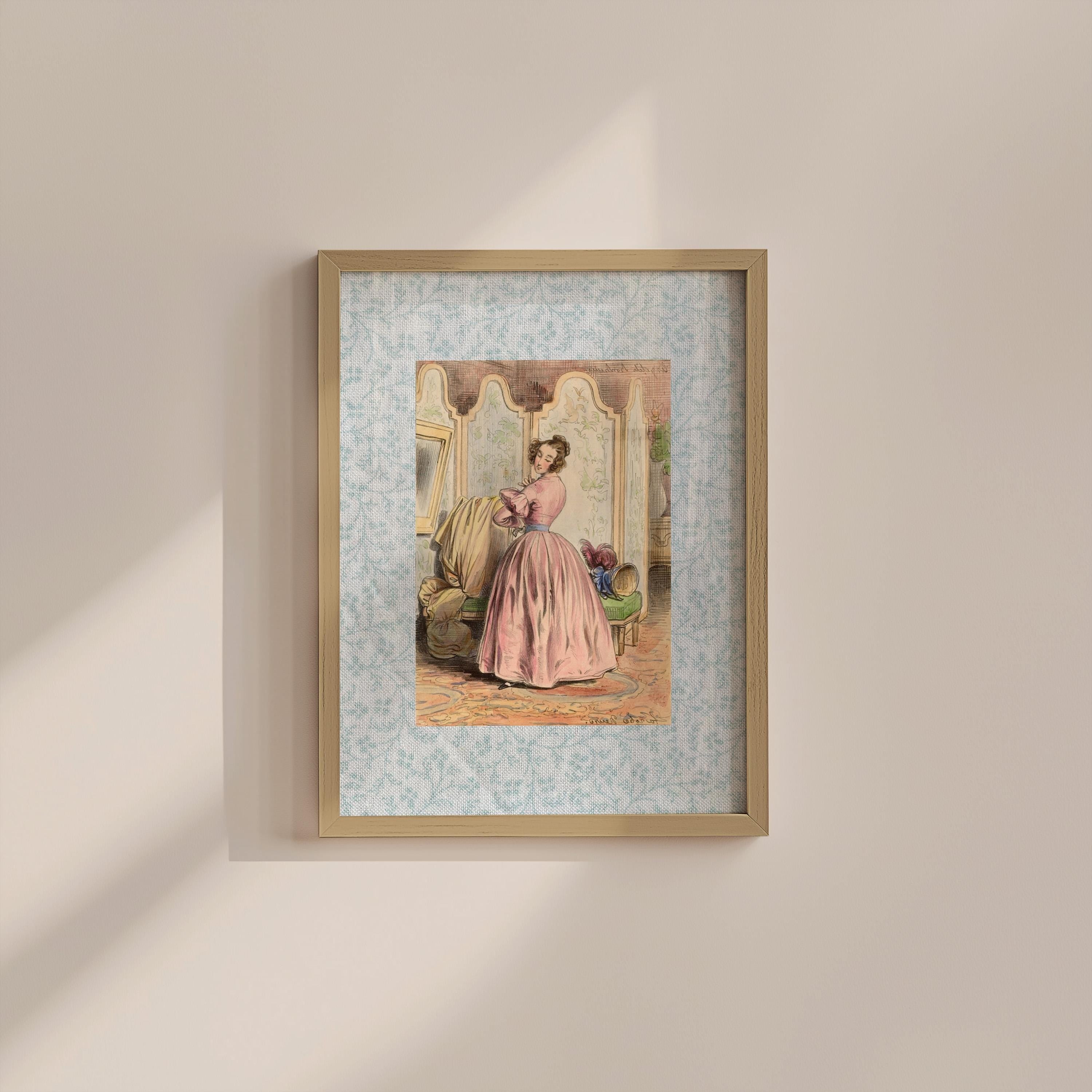 Blue Vintage Girl Digital Art Print