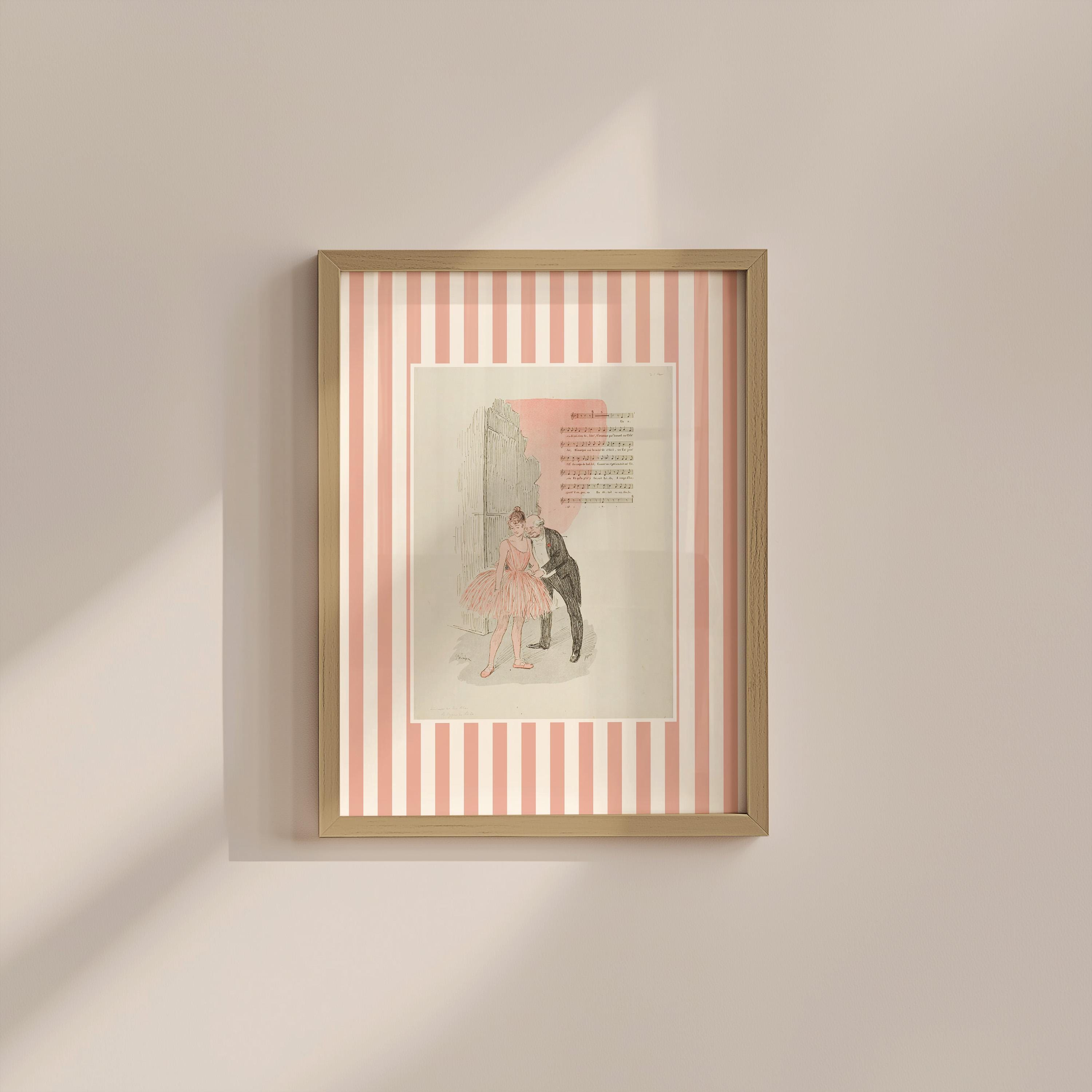 Pink Ballerina Vintage Digital Art Print
