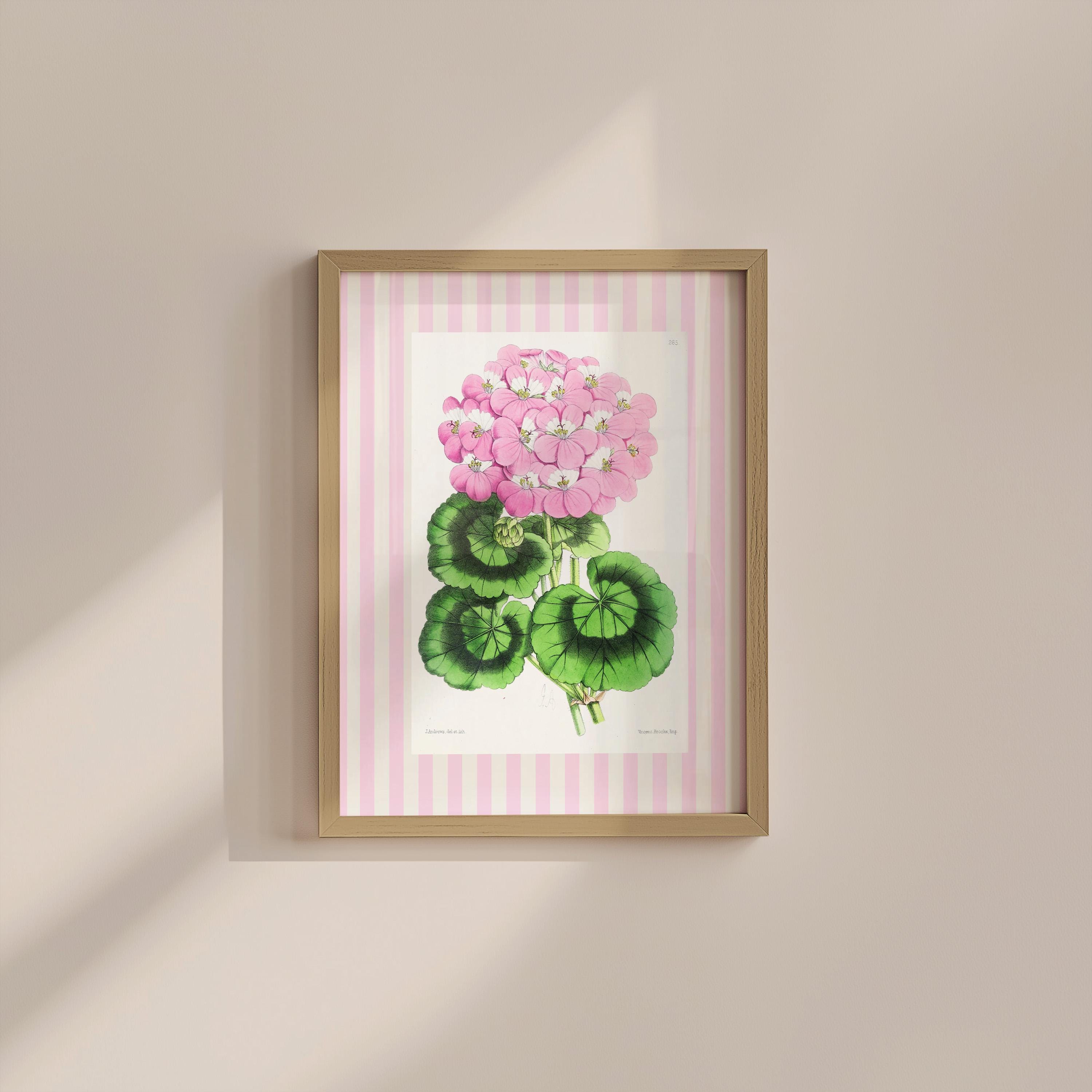 Striped Floral Digital Art Print