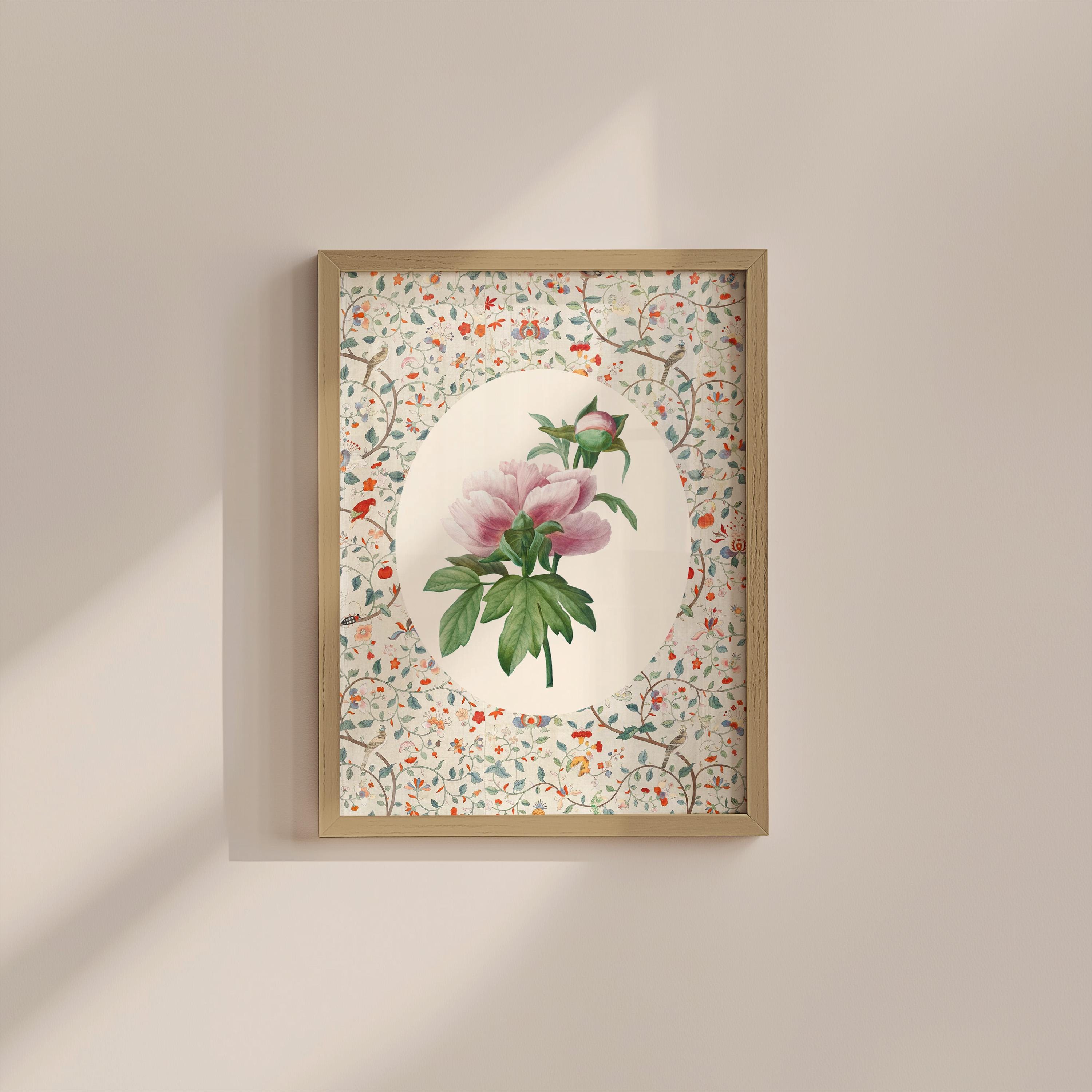 Chintz Rose Vintage Digital Art Print