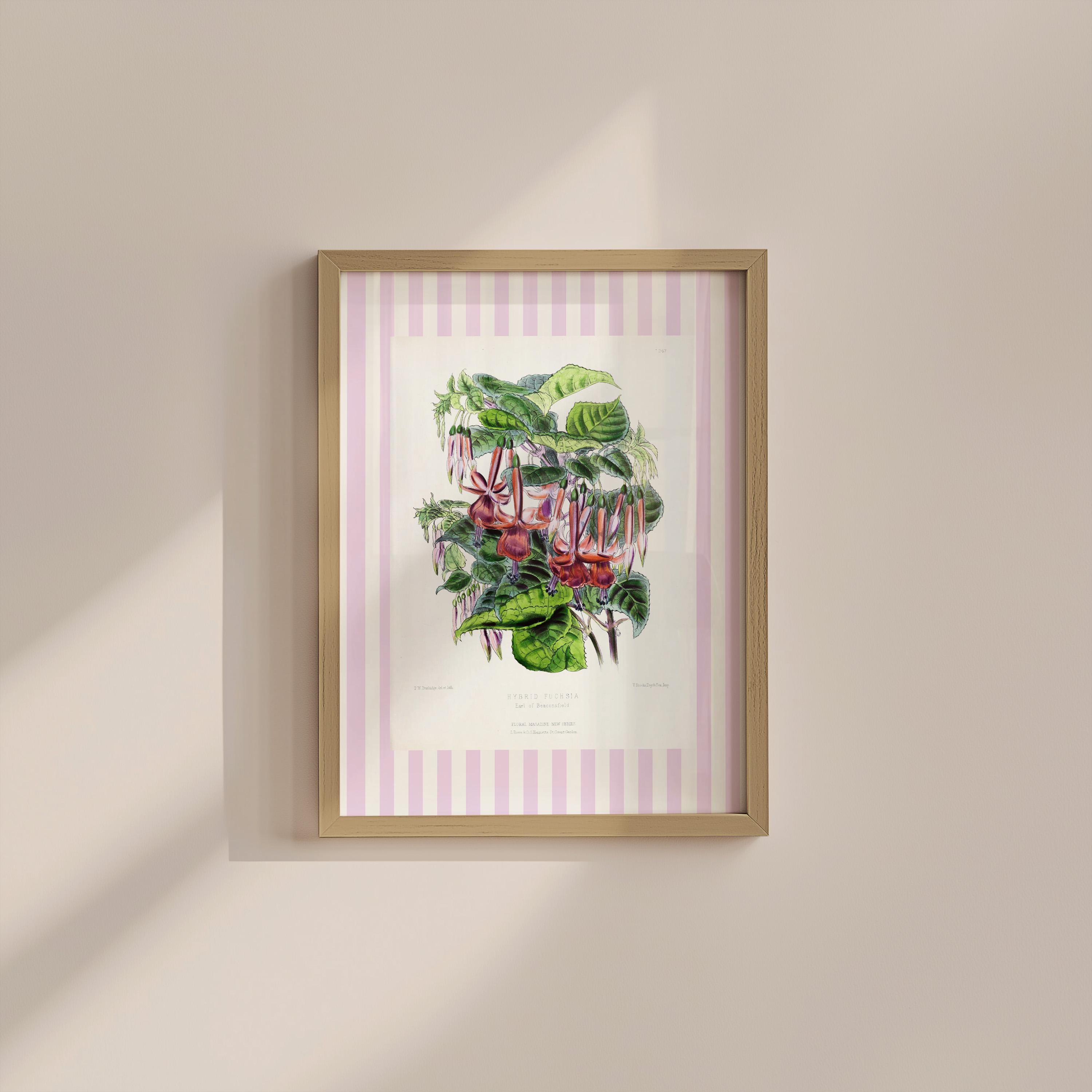 Striped Floral Digital Art Print