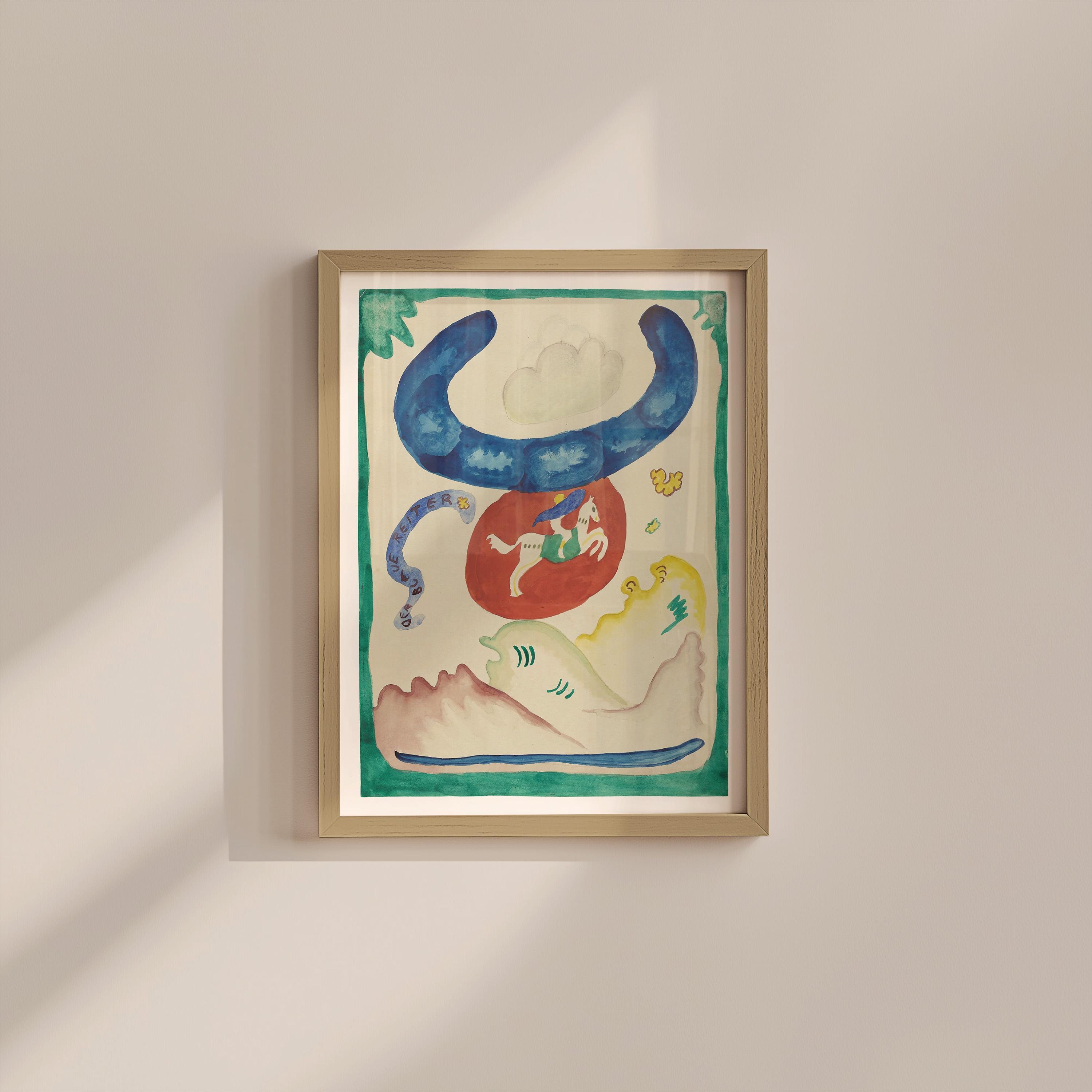 Kandinsky Teal Vintage Digital Art Print