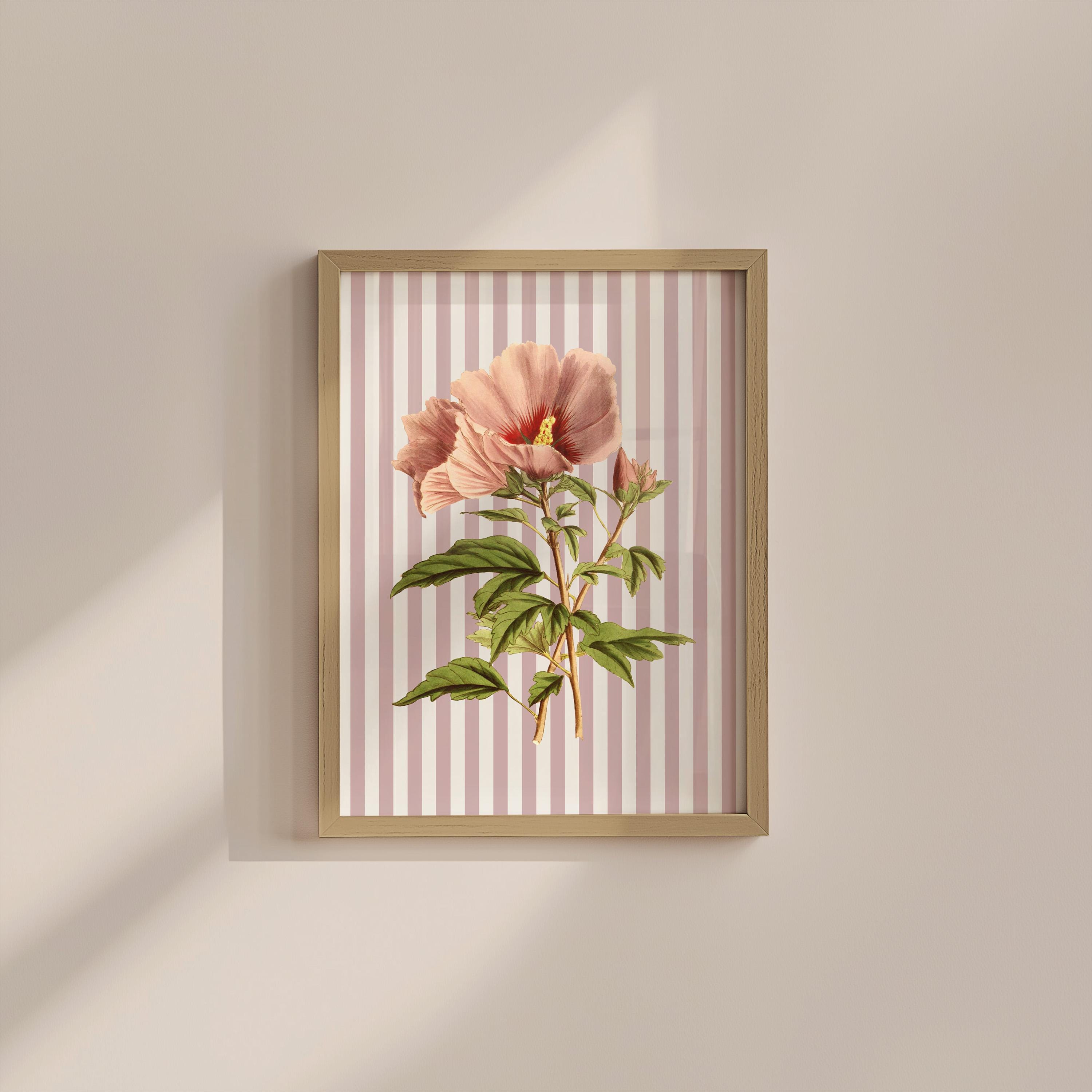Striped Floral Digital Art Print