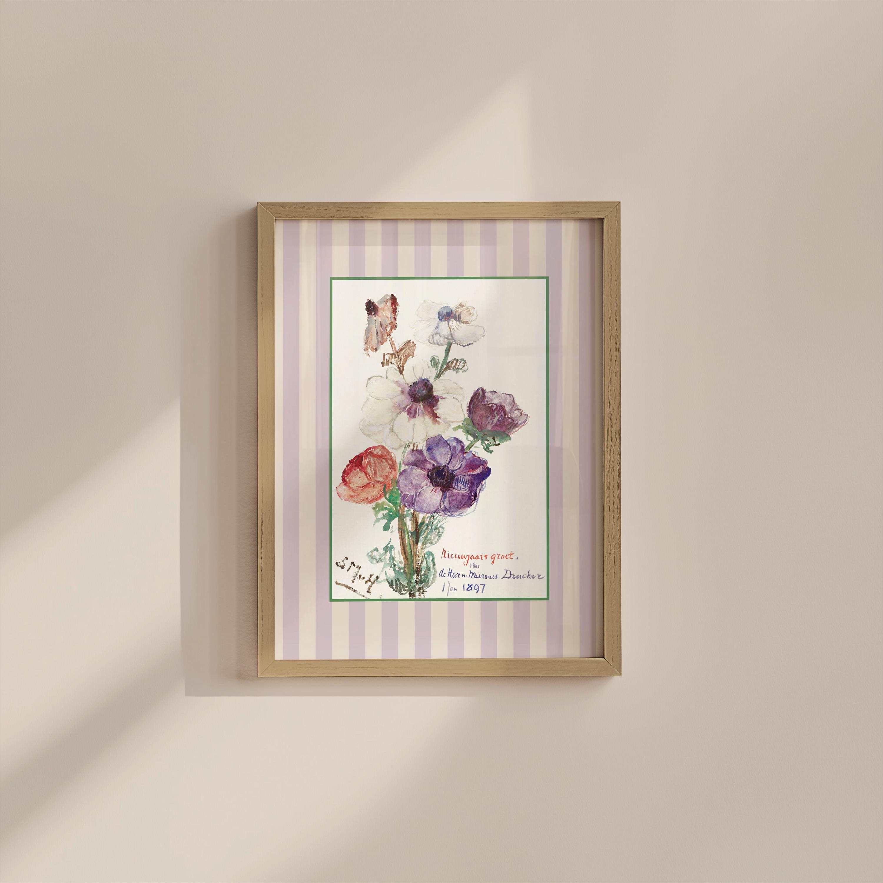 Anemone Floral Vintage Digital Art Print