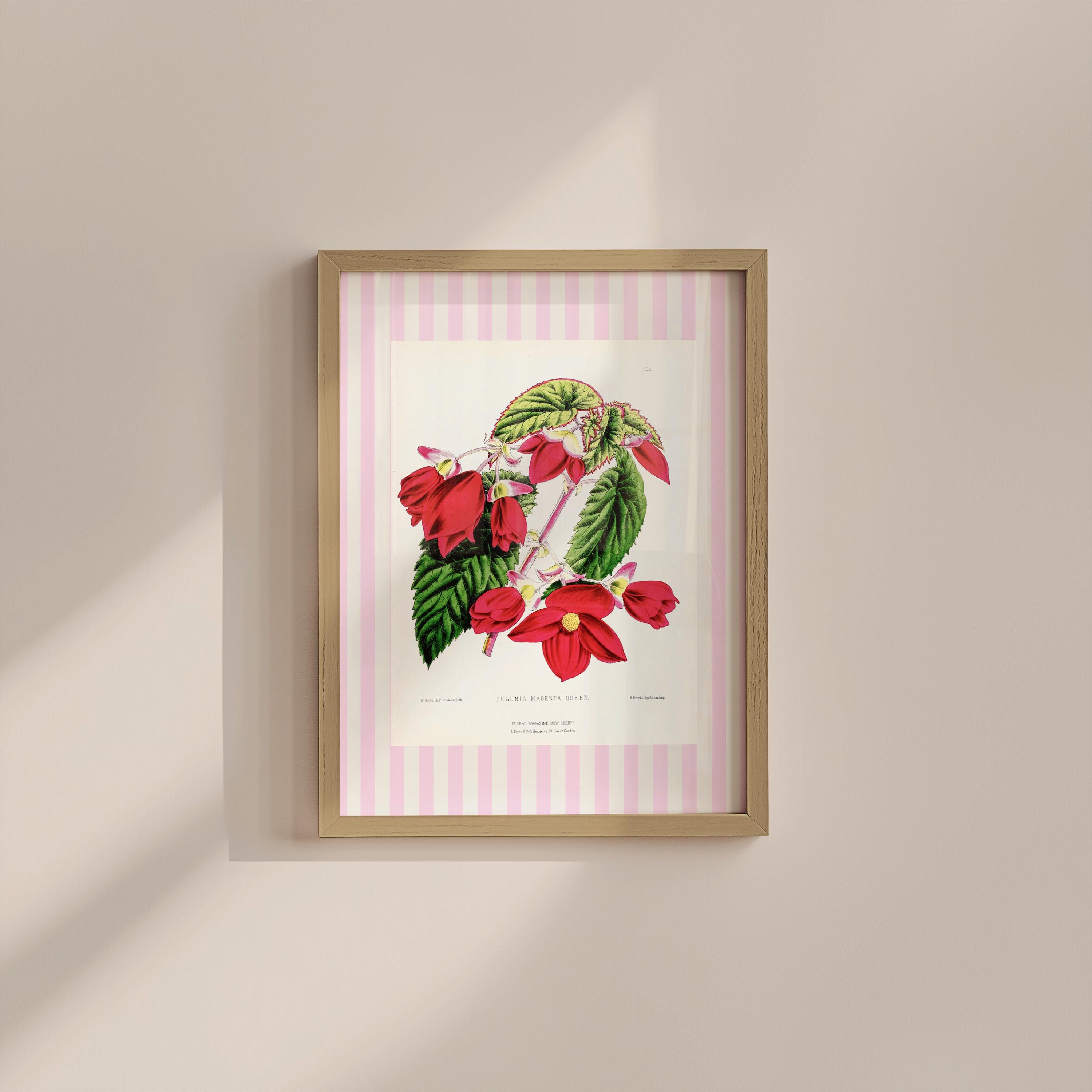 Vintage Striped Floral Digital Art Print