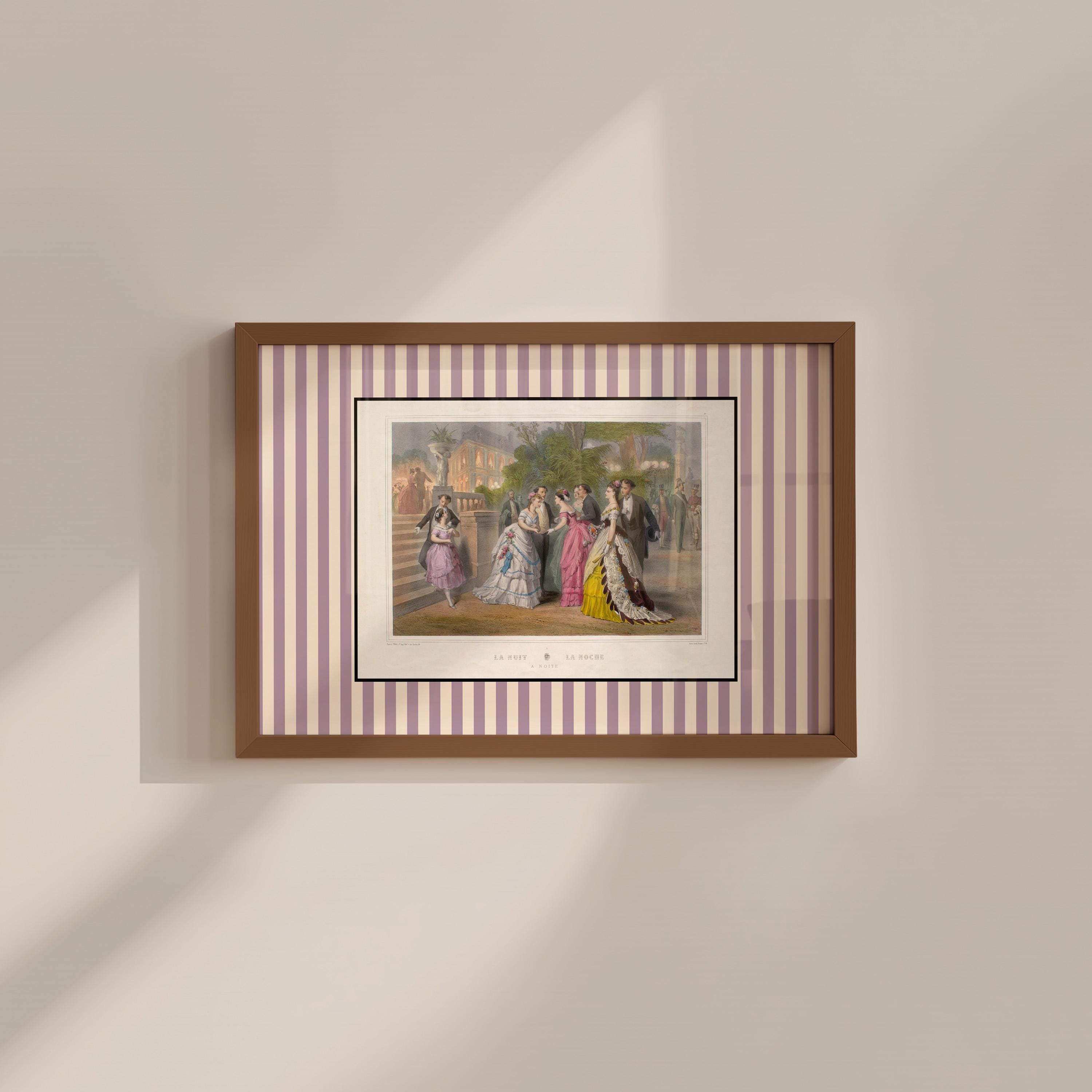 Party Scene Purple Vintage Digital Art Print