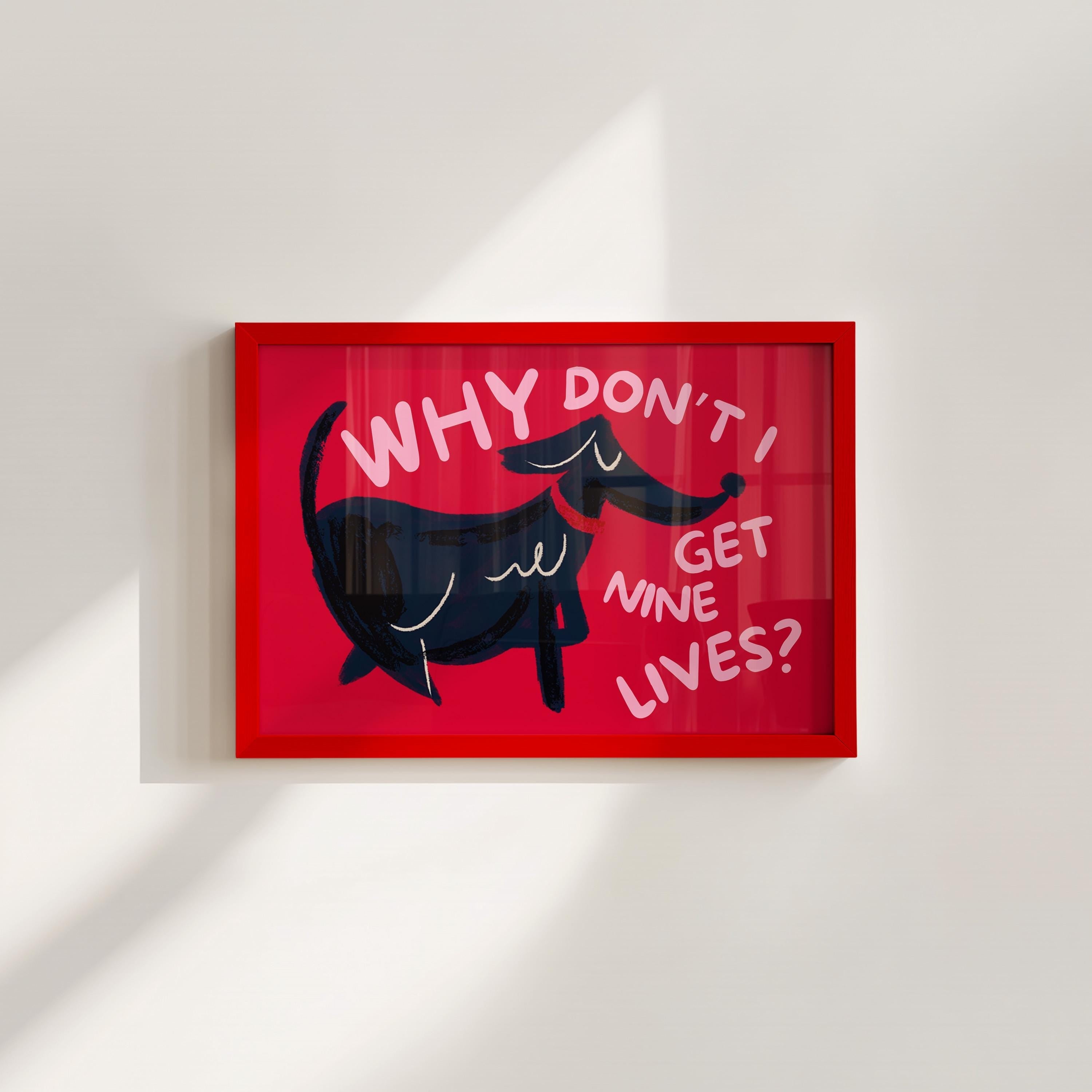 Nine Lives Dog Digital Art Print