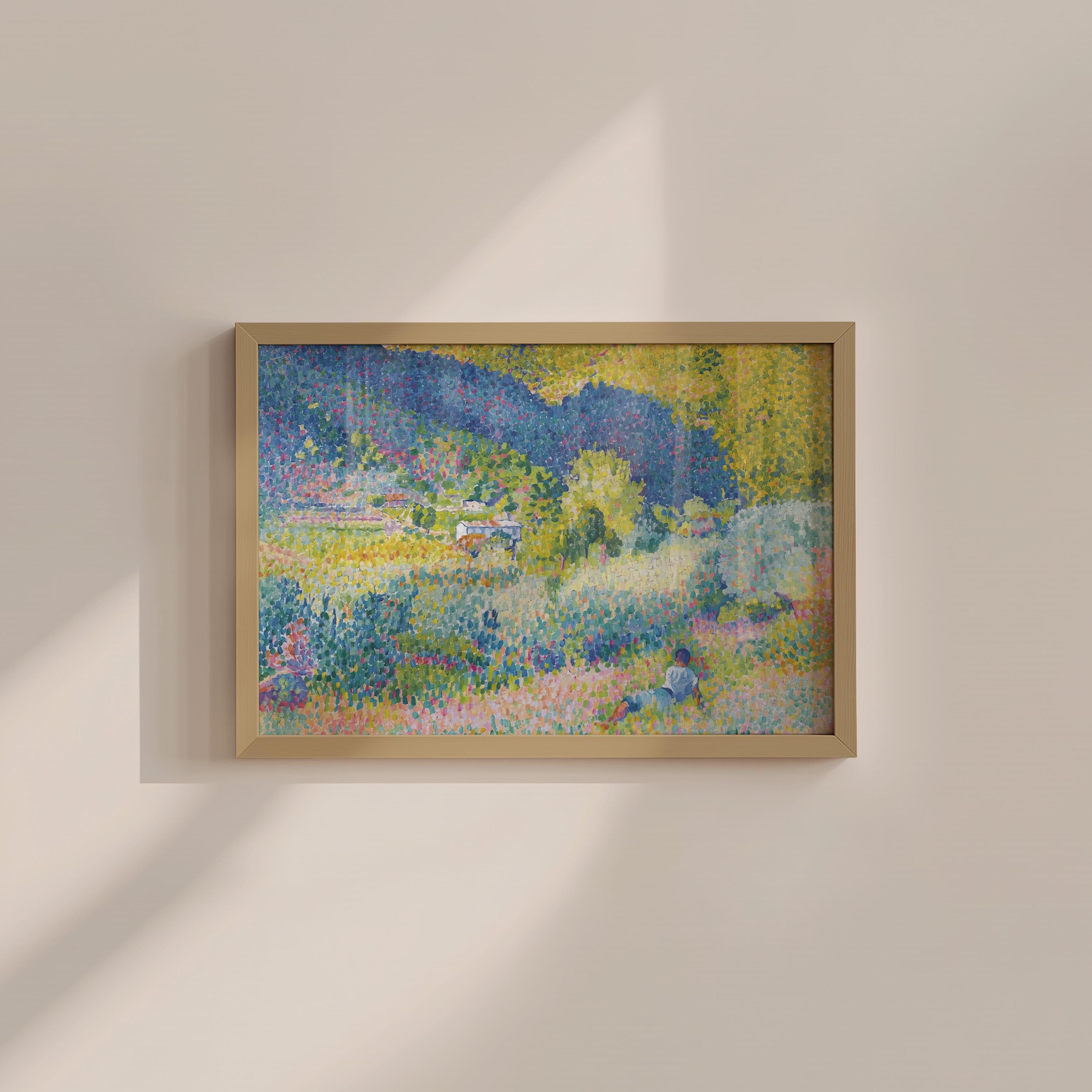 Classic Painting, Classic Art Print, Multi Color Landscape Painting, Green Painting Wall Art, Green and Blue Prints, Digital Download