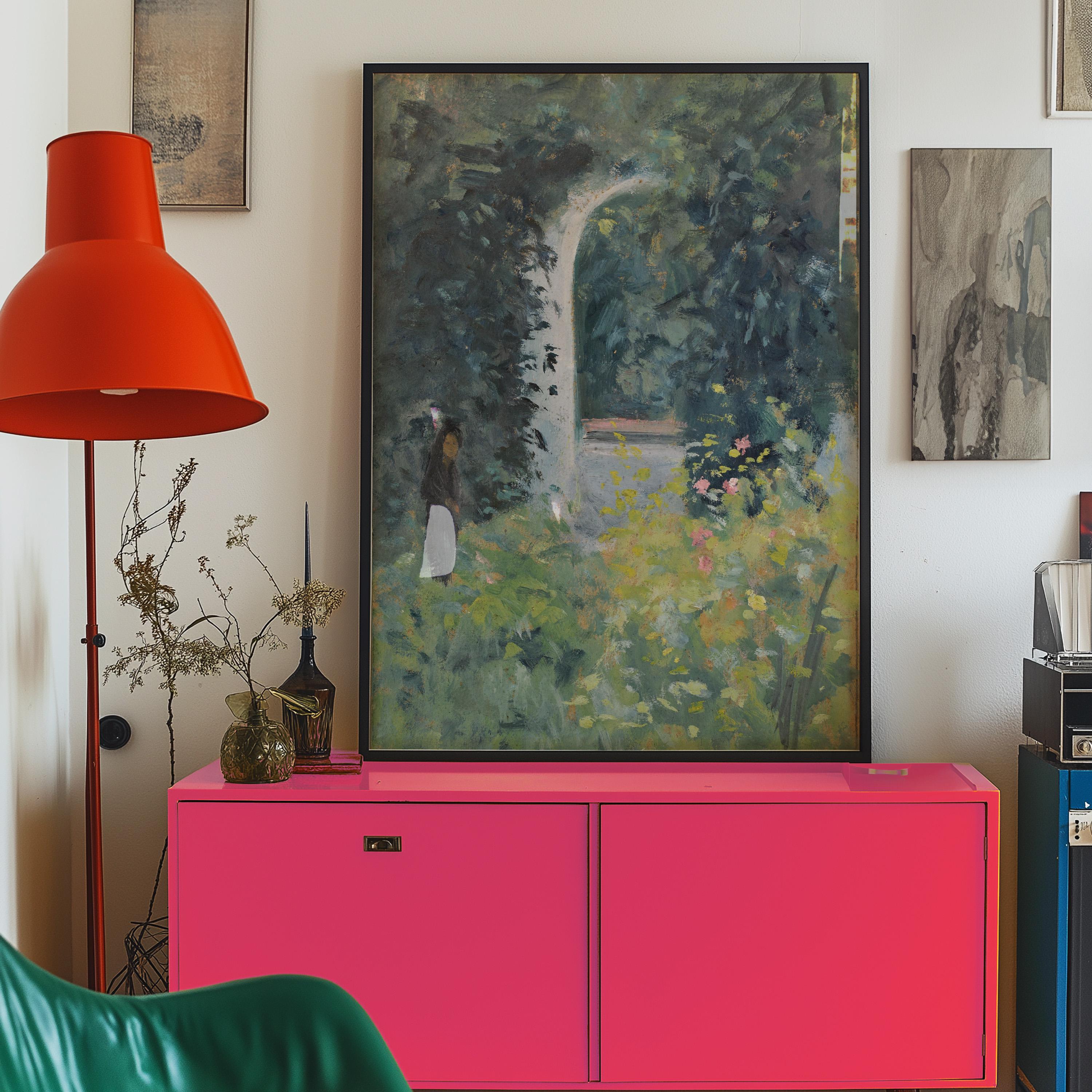 Classic Painting, Classic Art Print, Multi Color Landscape Painting, Green Painting Wall Art, Green and Blue Prints, Digital Download