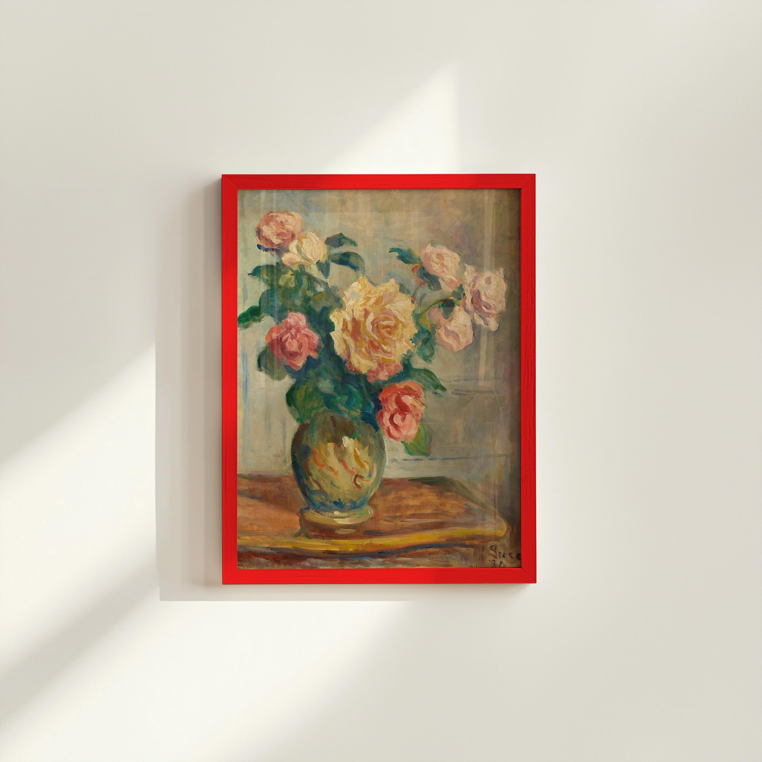 Classic Painting, Classic Art Print, Multi Color Floral Painting, Pink Painting Wall Art, Green and Pink Prints, Digital Download