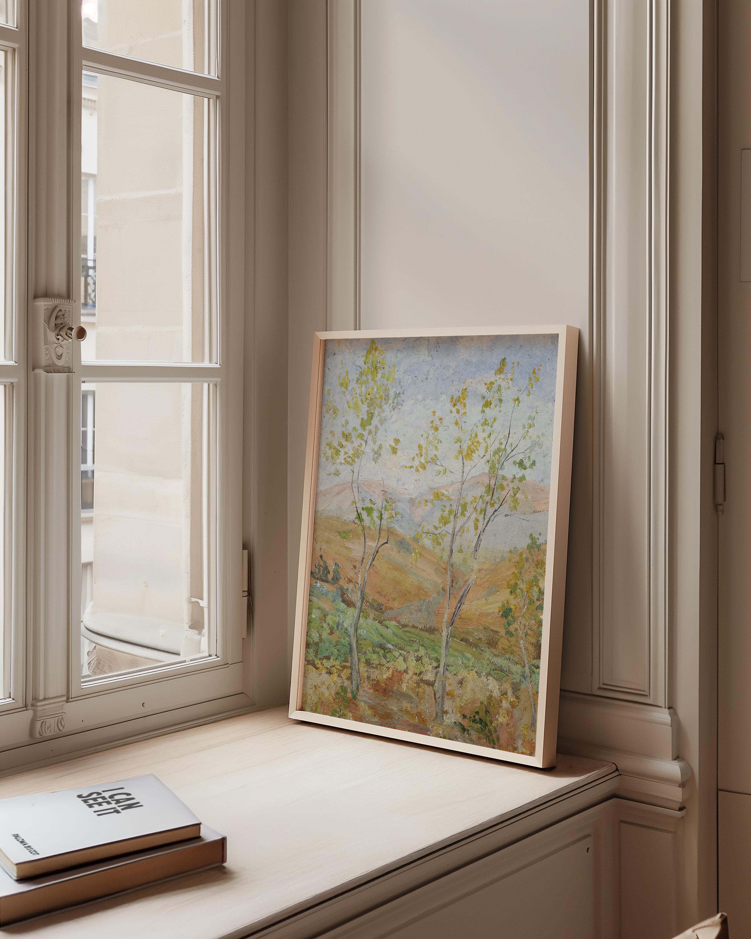Vintage Abstract Landscape Digital Print, Neutral Warm Tones Large Wall Art, Downloadable Oil Painting Decor, Modern Home Decor