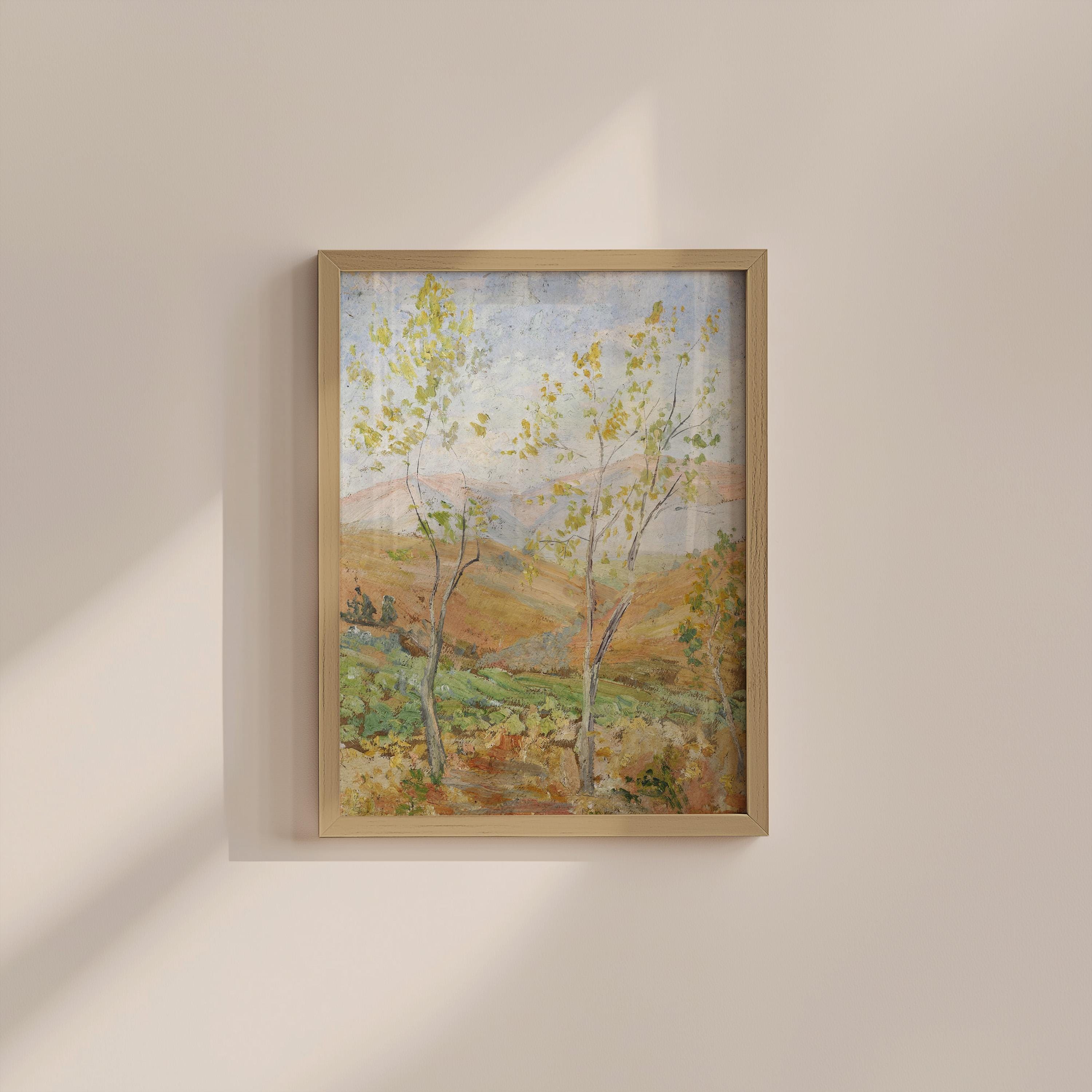 Vintage Abstract Landscape Digital Print, Neutral Warm Tones Large Wall Art, Downloadable Oil Painting Decor, Modern Home Decor