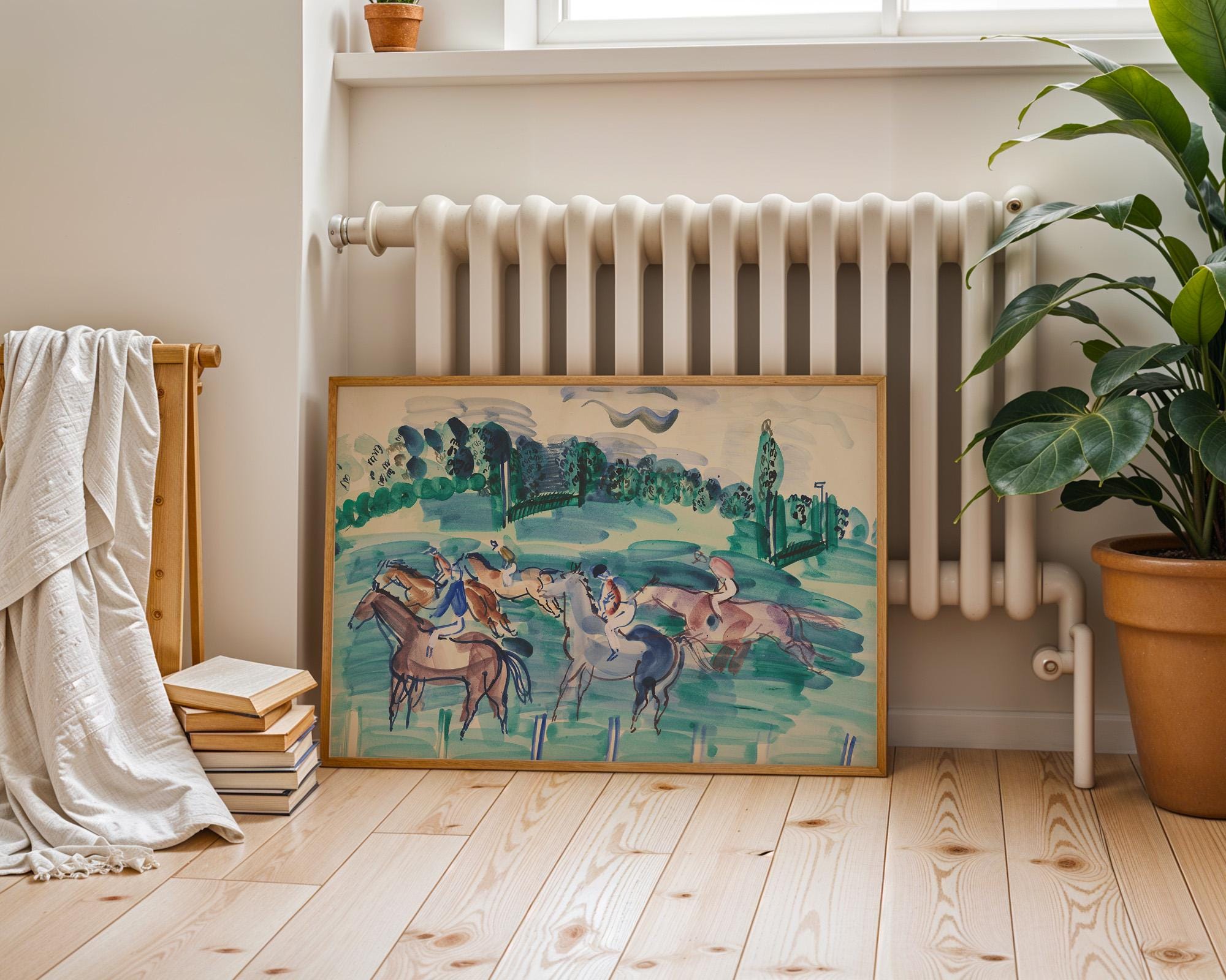 Abstract Wall Art, Vintage Landscape Painting, Horse Fauvism Decor, Downloadable Print, Large Wall Art, Maximalist Art Print, Unique Art
