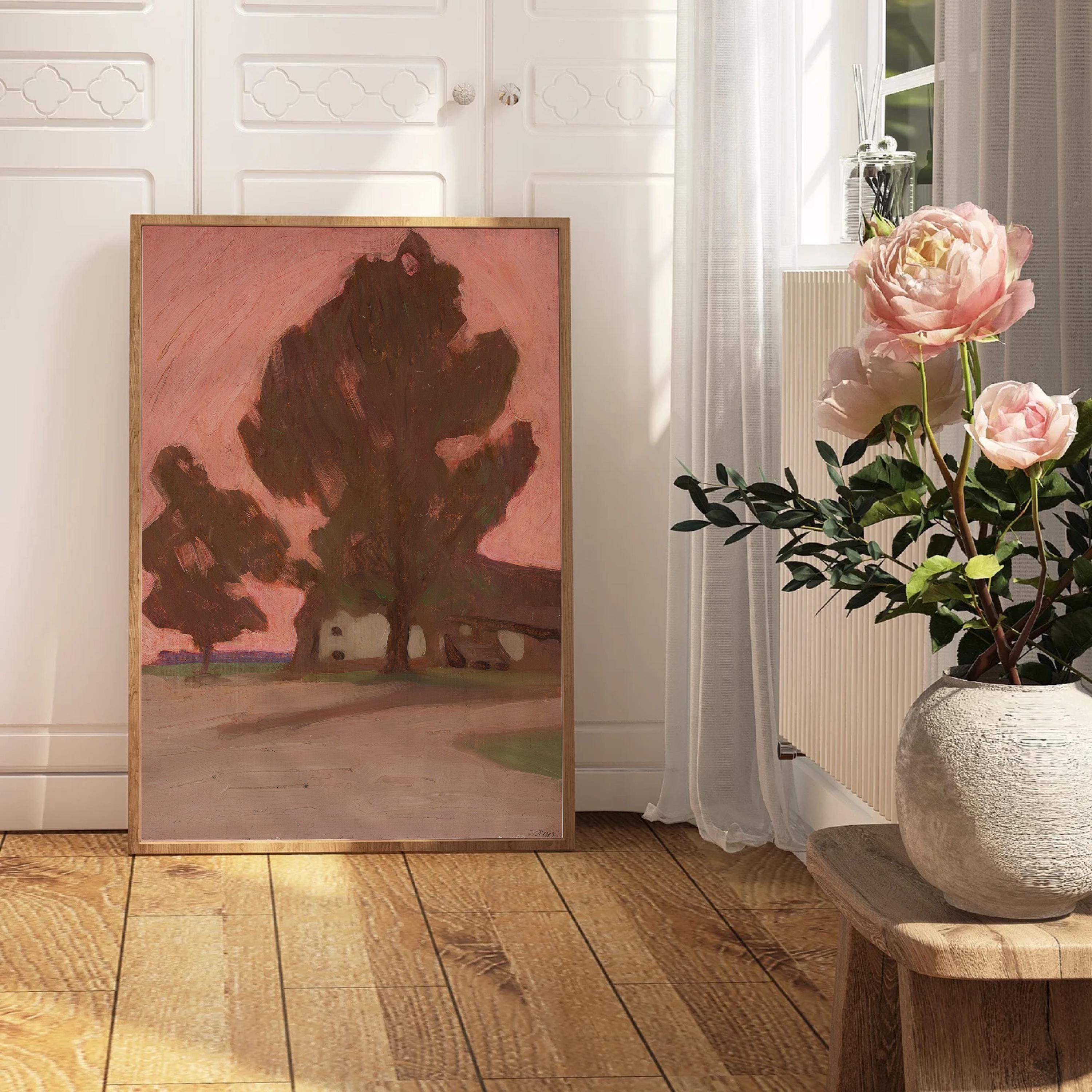 Vintage Abstract Pink Painting, Vintage Art Print, Colorful Art, Eclectic Gallery Wall Print, DIGITAL PRINTS, Vertical Wall Art, Pink Art