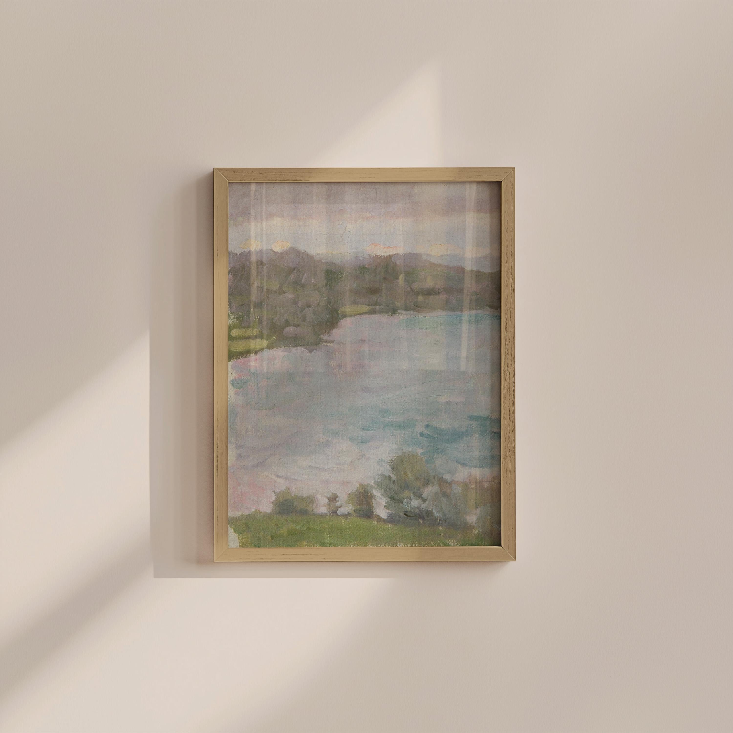 Coastal art print, Vintage coastal oil painting, Antique soft tone nautical wall art , Neutral seaside wall decor, digital download