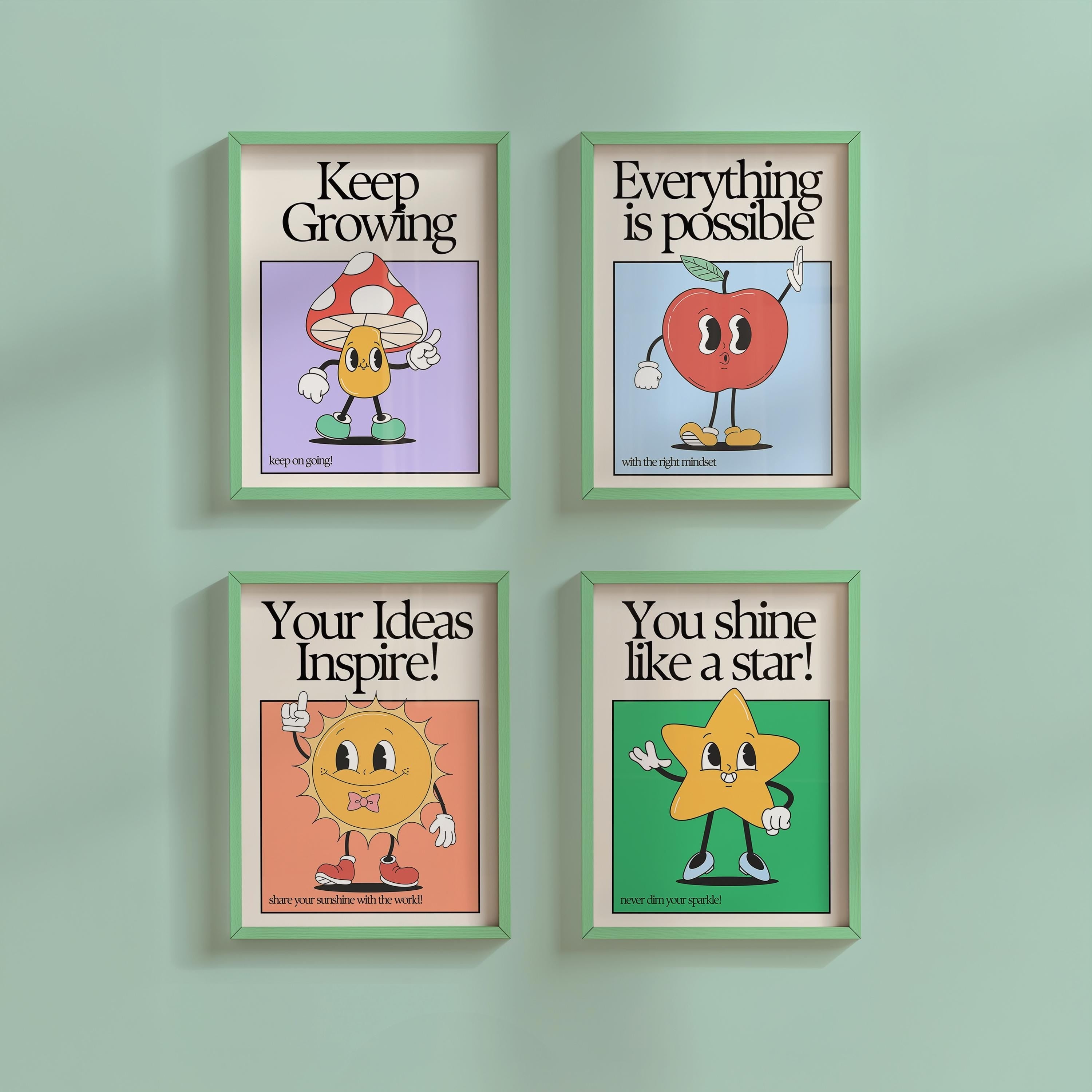 Gallery Wall Set of 4 Kids Digital Art Prints