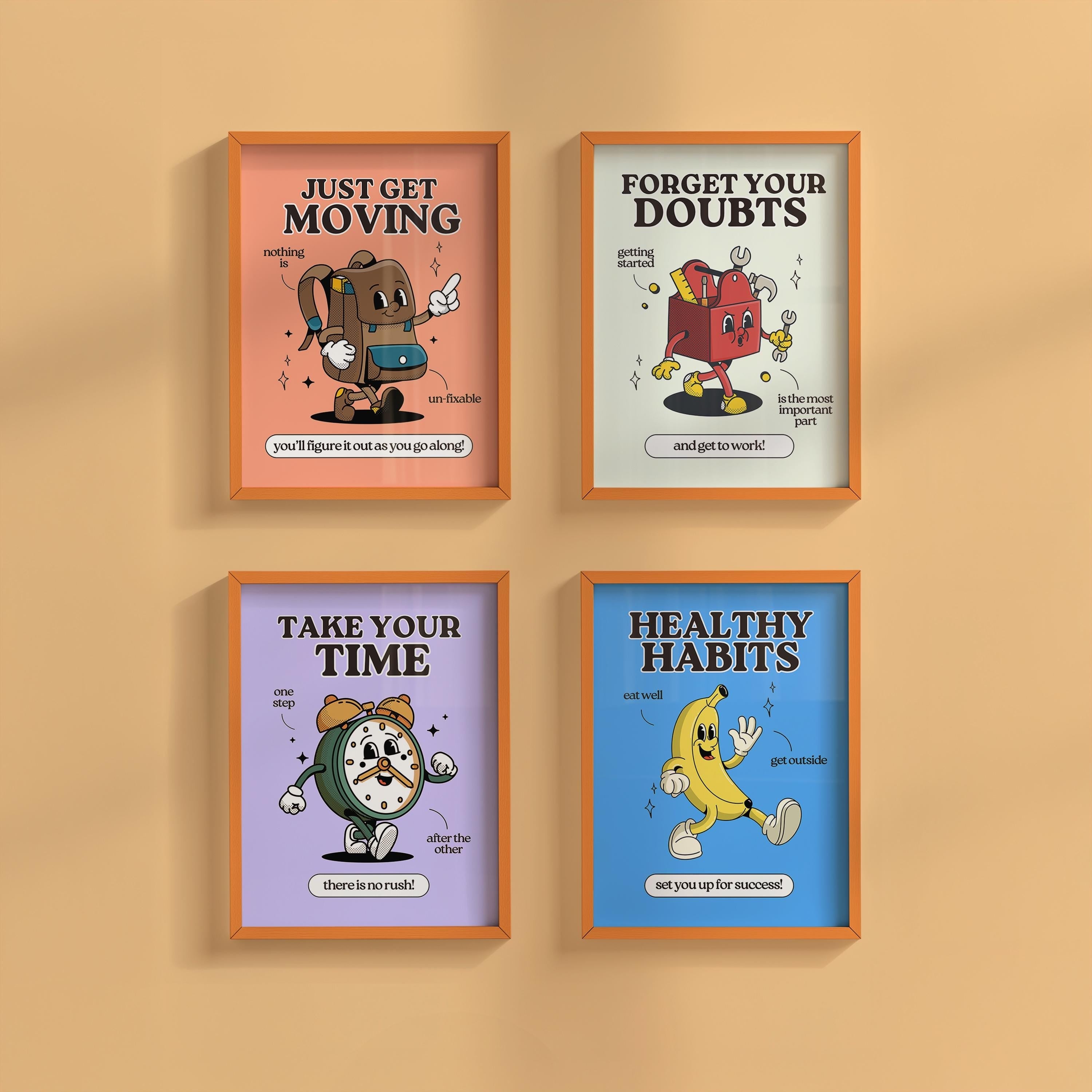 Gallery Wall Set of 4 Kids Digital Art Prints