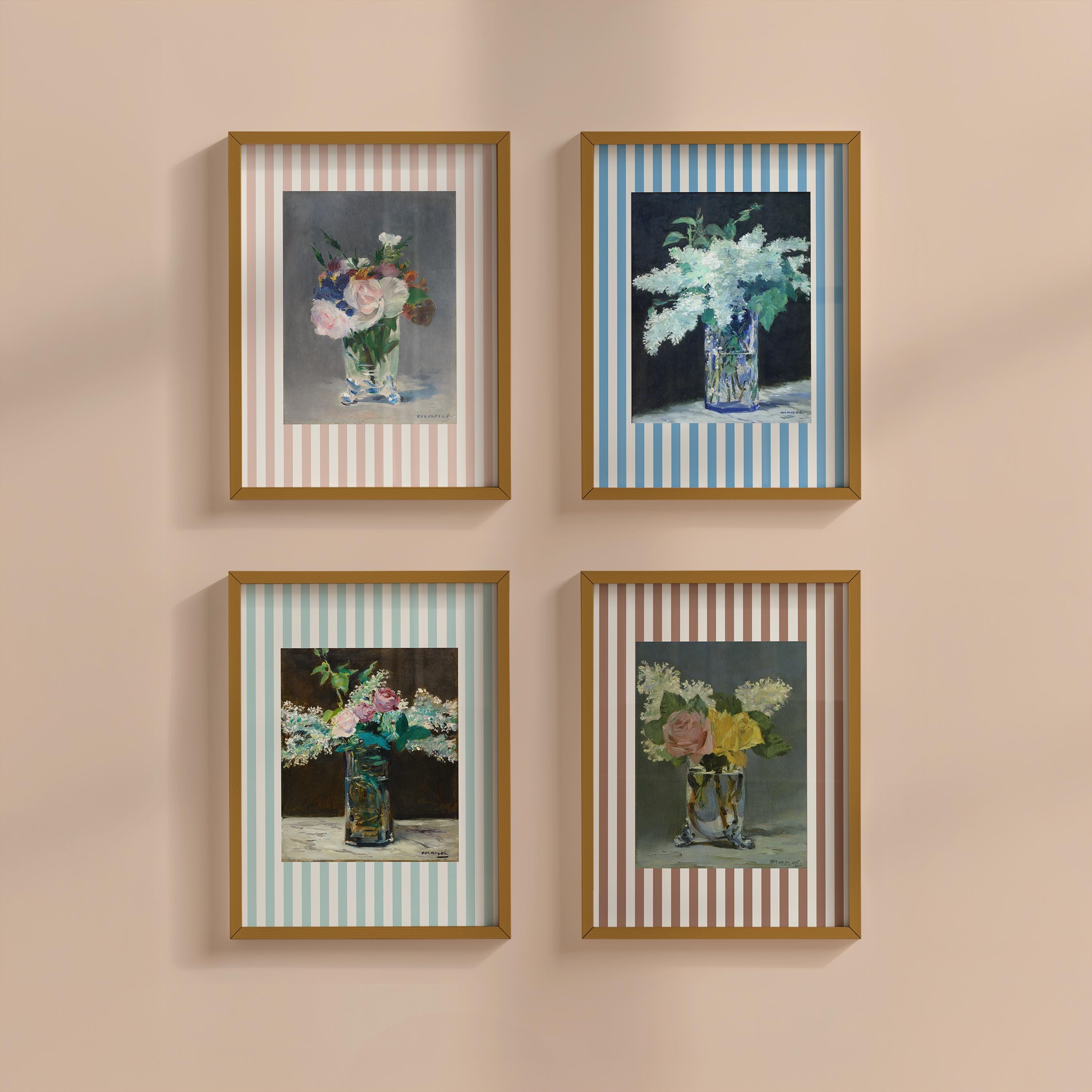 Gallery Wall Bundle of 4 Vintage Floral Digital Art Prints