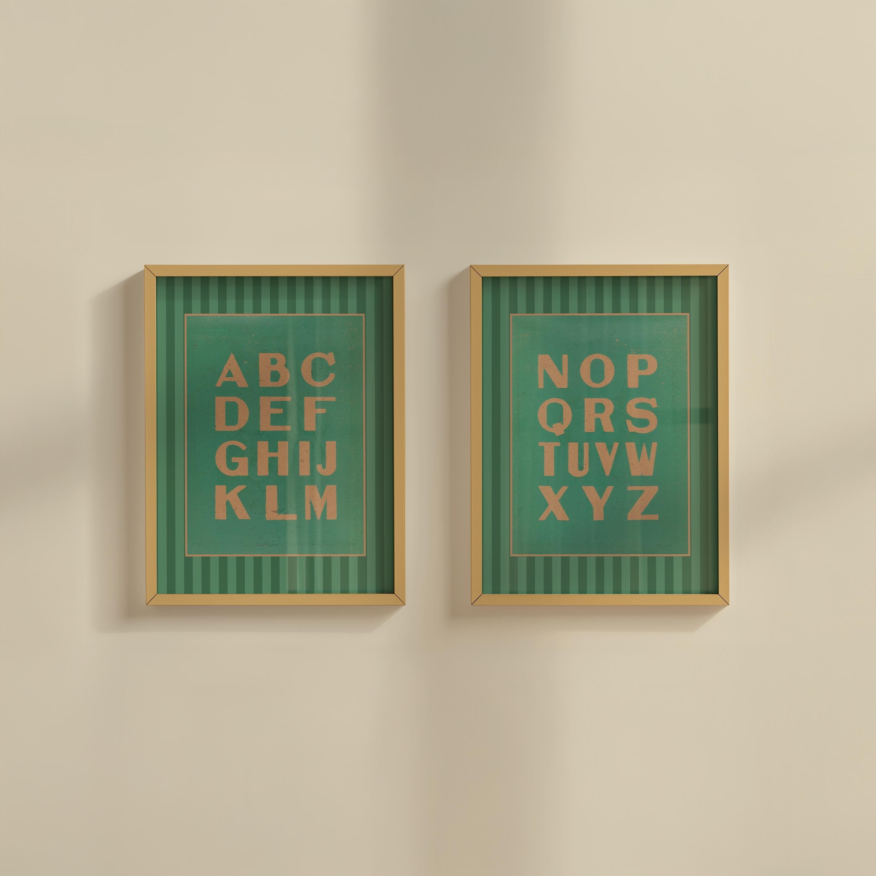 Gallery Wall Bundle of2 Vintage Alphabet Digital Art Prints