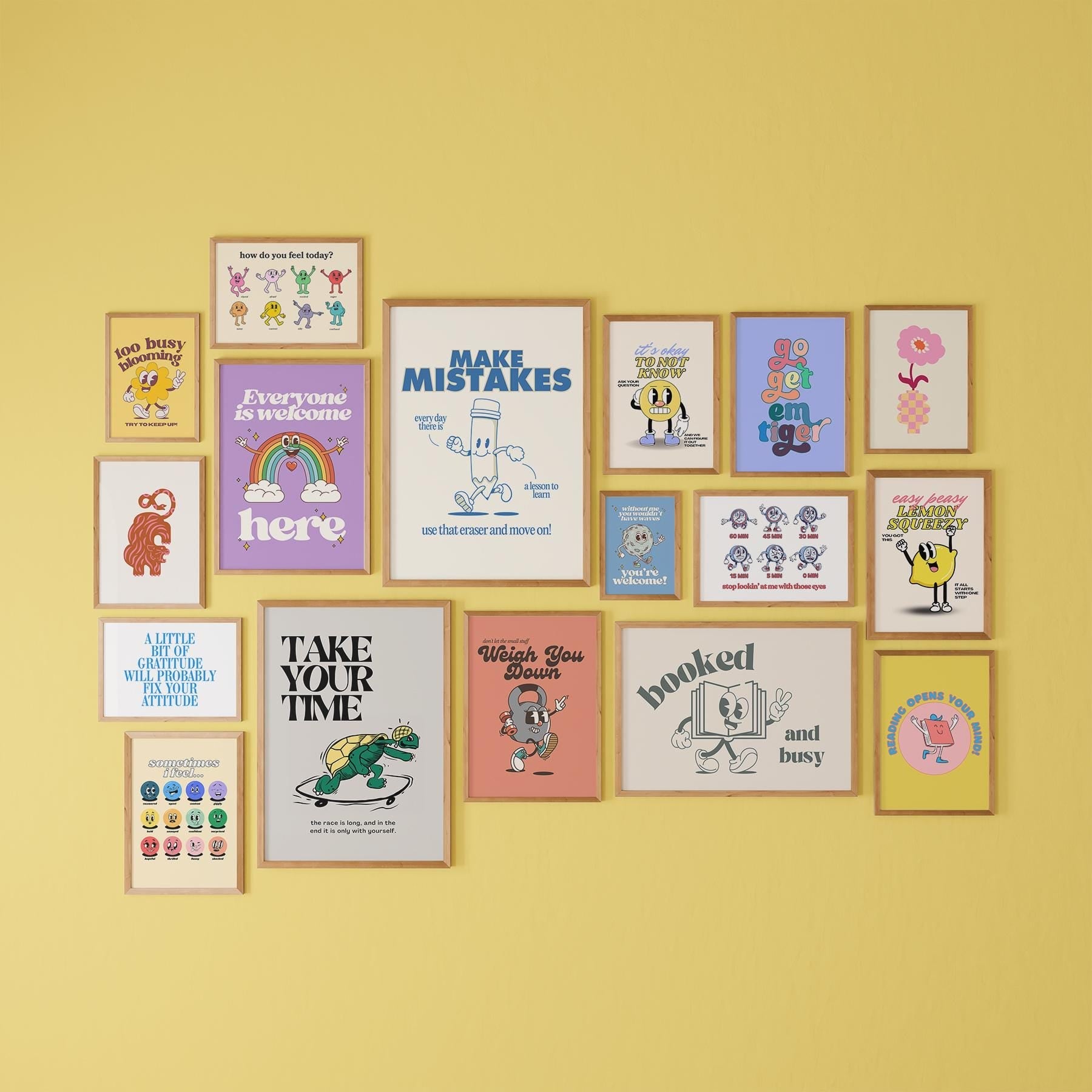 Set of 17 Kids and Classroom Digital Art Prints